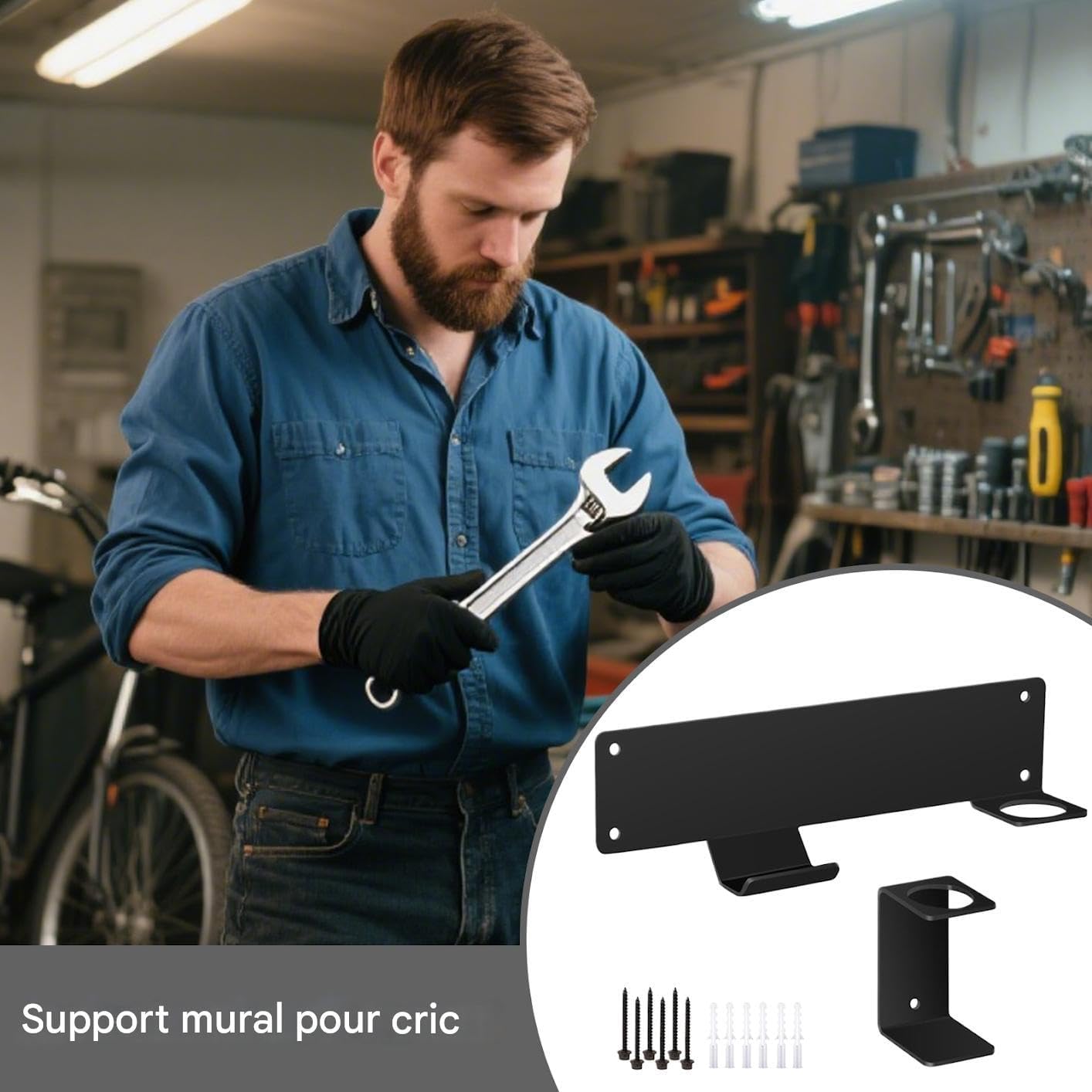  Générique Support Mural Pour Chèvres Mécaniques, Organisateur De Rack Pour Cric De Sol Et Support Monté Au Mur, Accessoire Remorque Pour Garage Atelier Ferme Abri