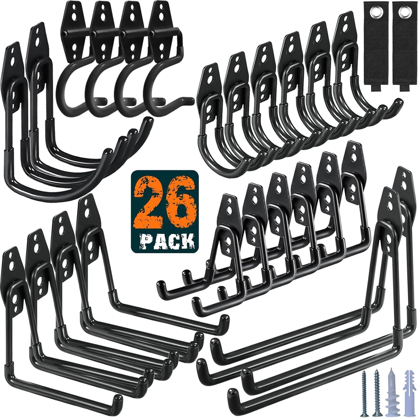  HUPBIPY Lot De 12 Crochets De Garage Robustes En Acier Utilitaire, Crochets De Rangement Pour Garage, Support Mural Et Organisateur Pour Organiser Les Outils électriques, Les échelles, Les Articles En