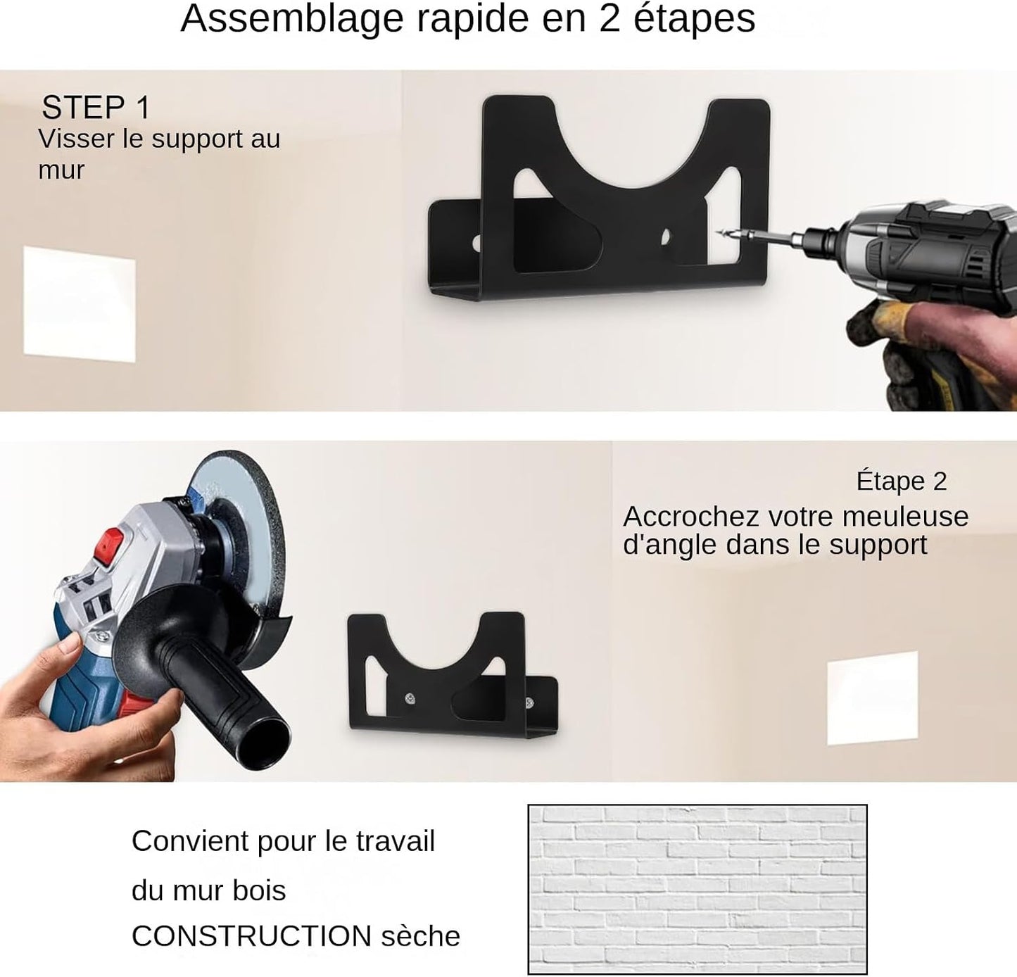  Support Pour Meuleuse D'angle - Support De Meuleuse D'Angle Fixation Murale | Rangement Polyvalent En Métal Pour Atelier Panneau Perforé Garage