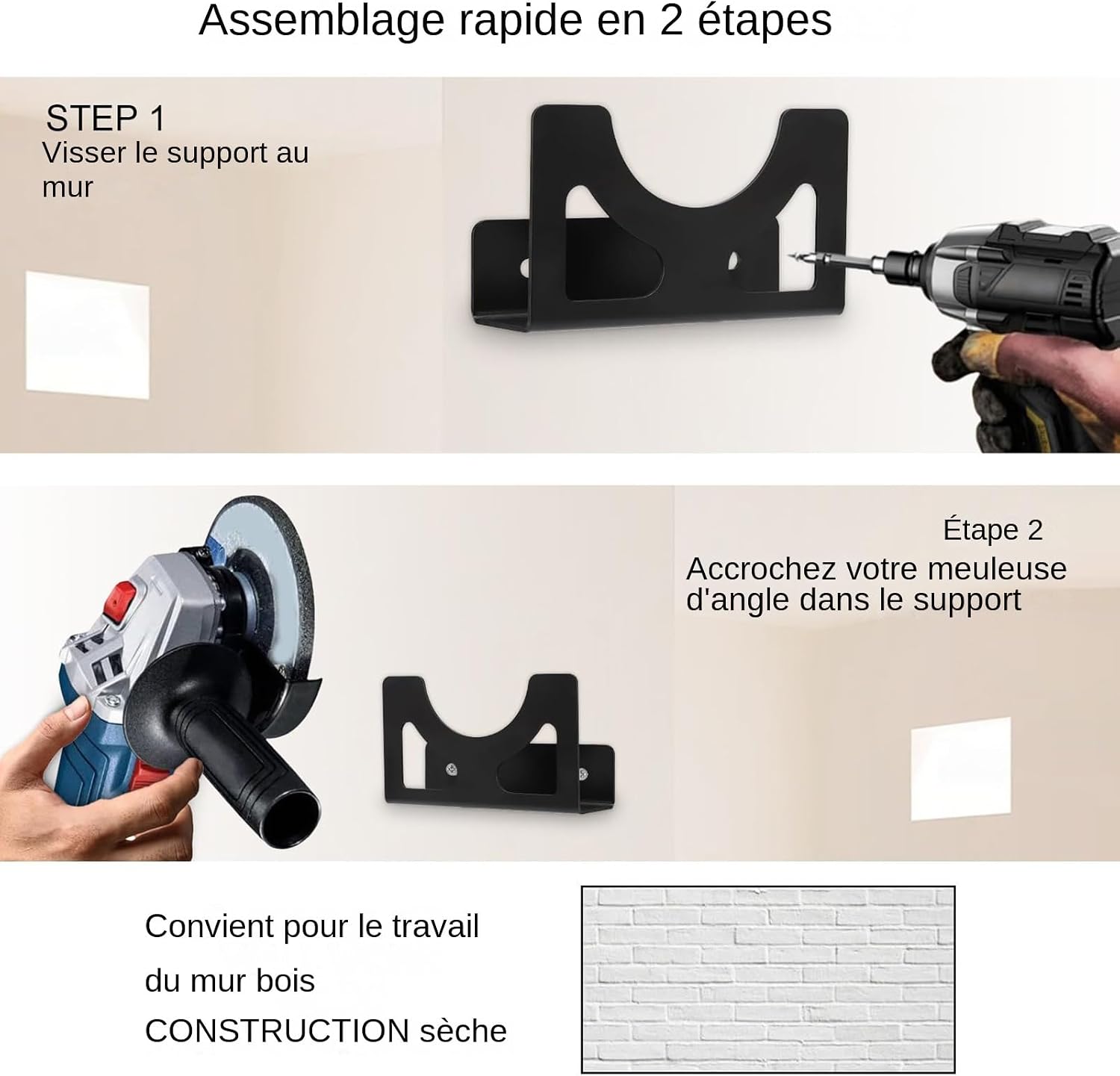  Support Pour Meuleuse D'angle - Support De Meuleuse D'Angle Fixation Murale | Rangement Polyvalent En Métal Pour Atelier Panneau Perforé Garage