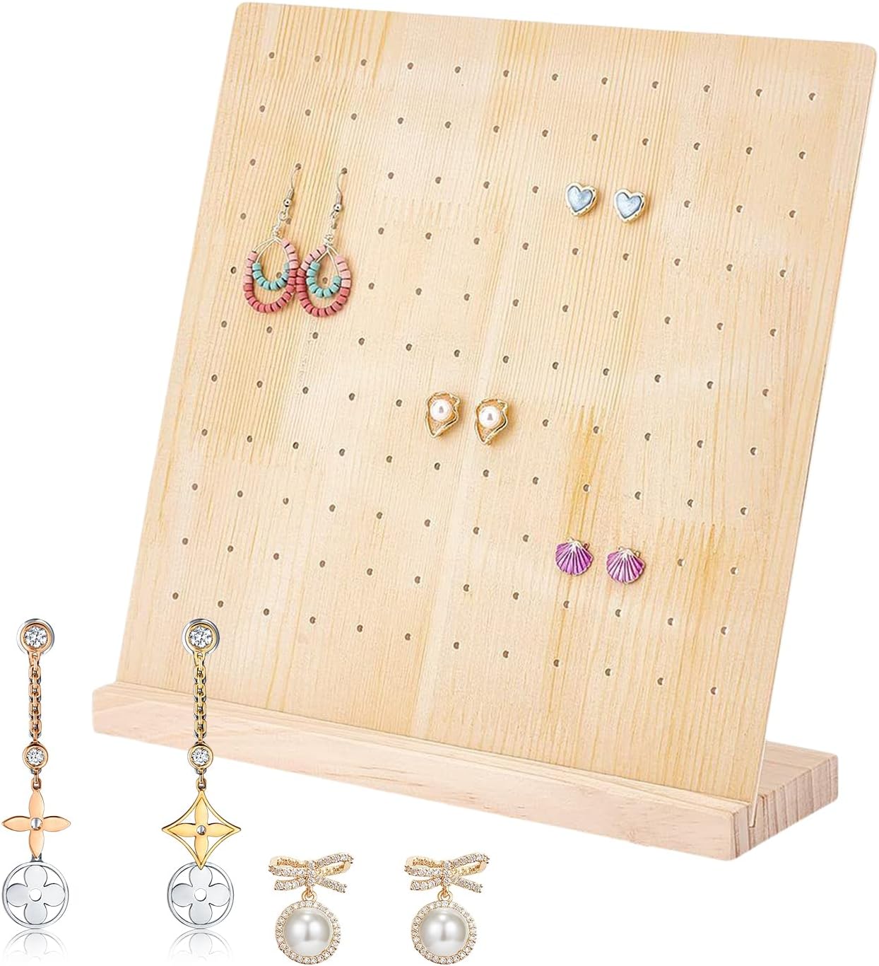GENERIC Panneau Perforé En Bois, 26 X 26 Cm, Support Multifonctionnel, Support De Rangement, Présentoir Pour Bijoux, Outils, Clés, Porte-clés, Artisanat, Chambre, Salon, Garage