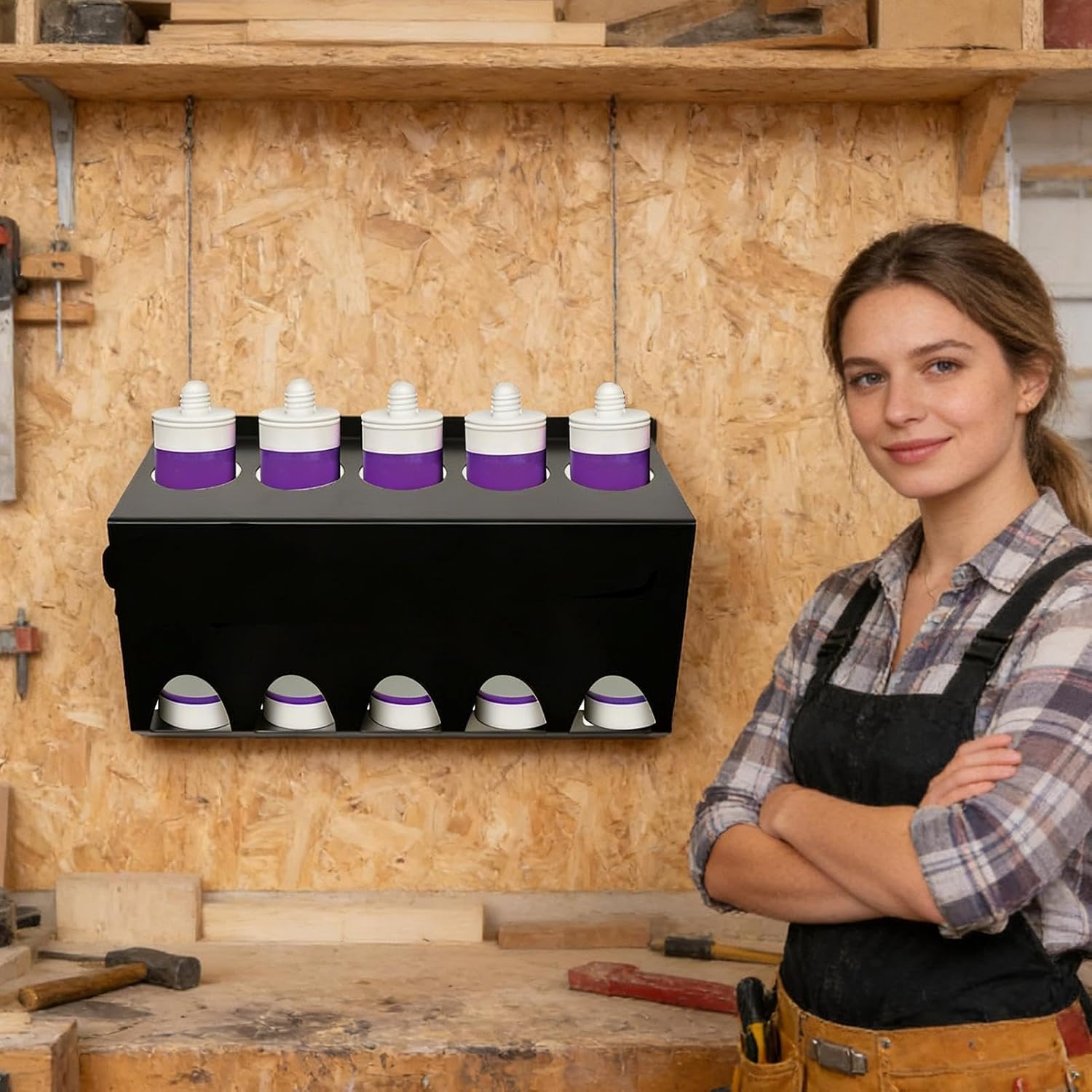 GENERIC Support Mural Pour Tube De Calfeutrage | 5 Fentes De Rangement Pour Scellant, Organiseur De Mastic à Craie – Pour Plombiers, électriciens, Bricoleurs, Charpentiers, Maison, Garage, Chantier, Magasin