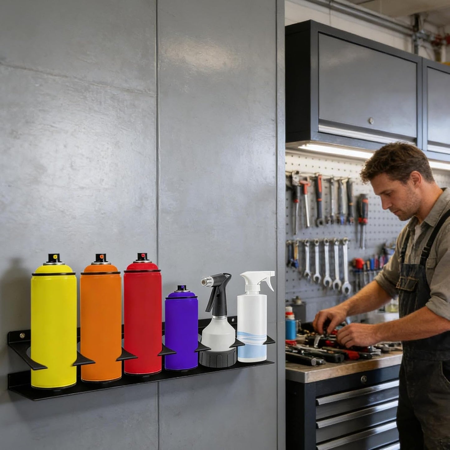  Generisch Organisateur De Flacons Pulvérisateurs | Étagère De Rangement à 6 Compartiments | Support De Bombes Aérosol Peu Encombrant – Pour Garage, Atelier, Maison, Voiture De Service, Chauffeur