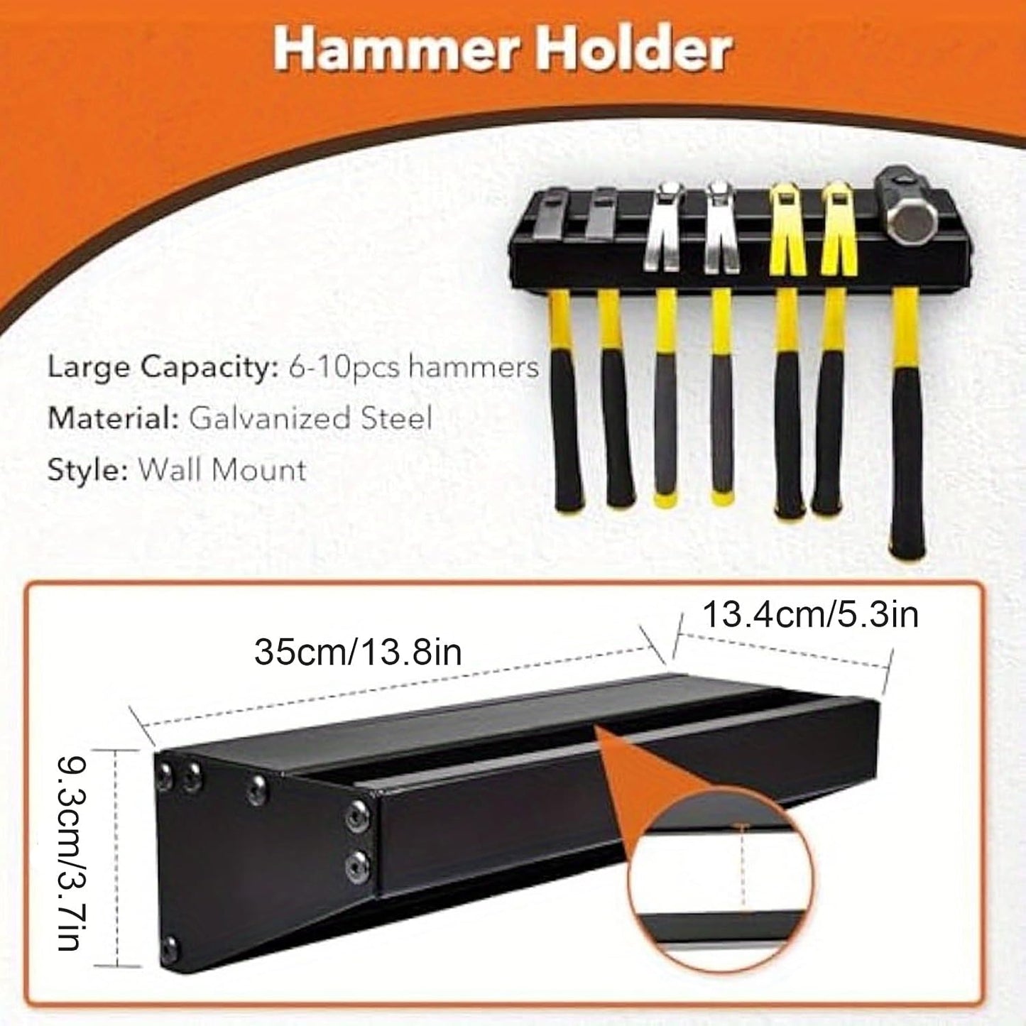  Tool Rack, Hammer Holder, Wall Installation With Compact Storage Function, Garage Utility Feature Workbench Efficiency, Mountable System For Job Site Use