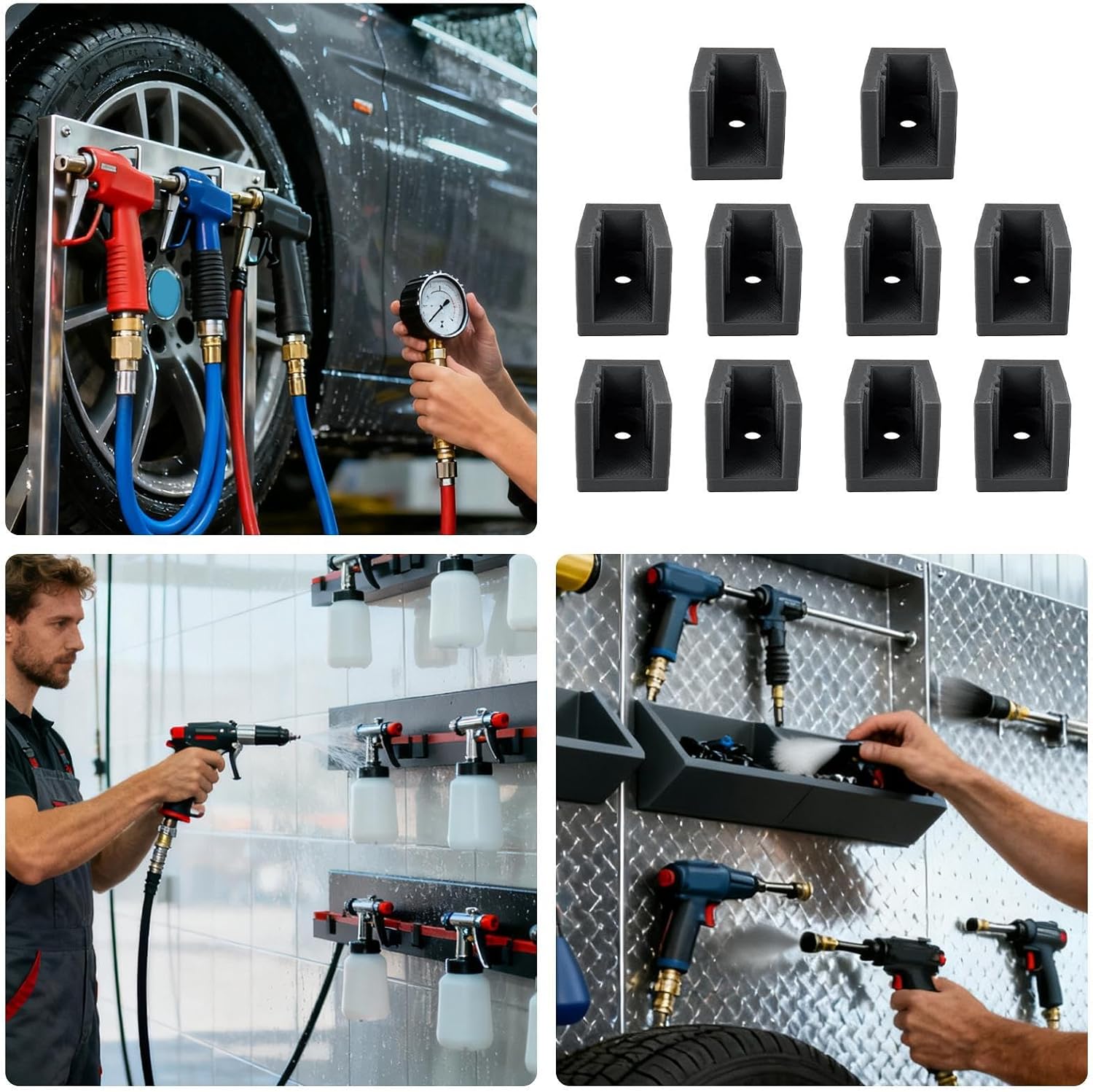  Generisch Porte-outils | 10 Pièces De Rangement Pour Manomètres De Pneus, Support De Rangement Pour Outils Pneumatiques, Pour Le Garage, L'atelier, Pour La Réparation Automobile, Le Lavage De Voiture