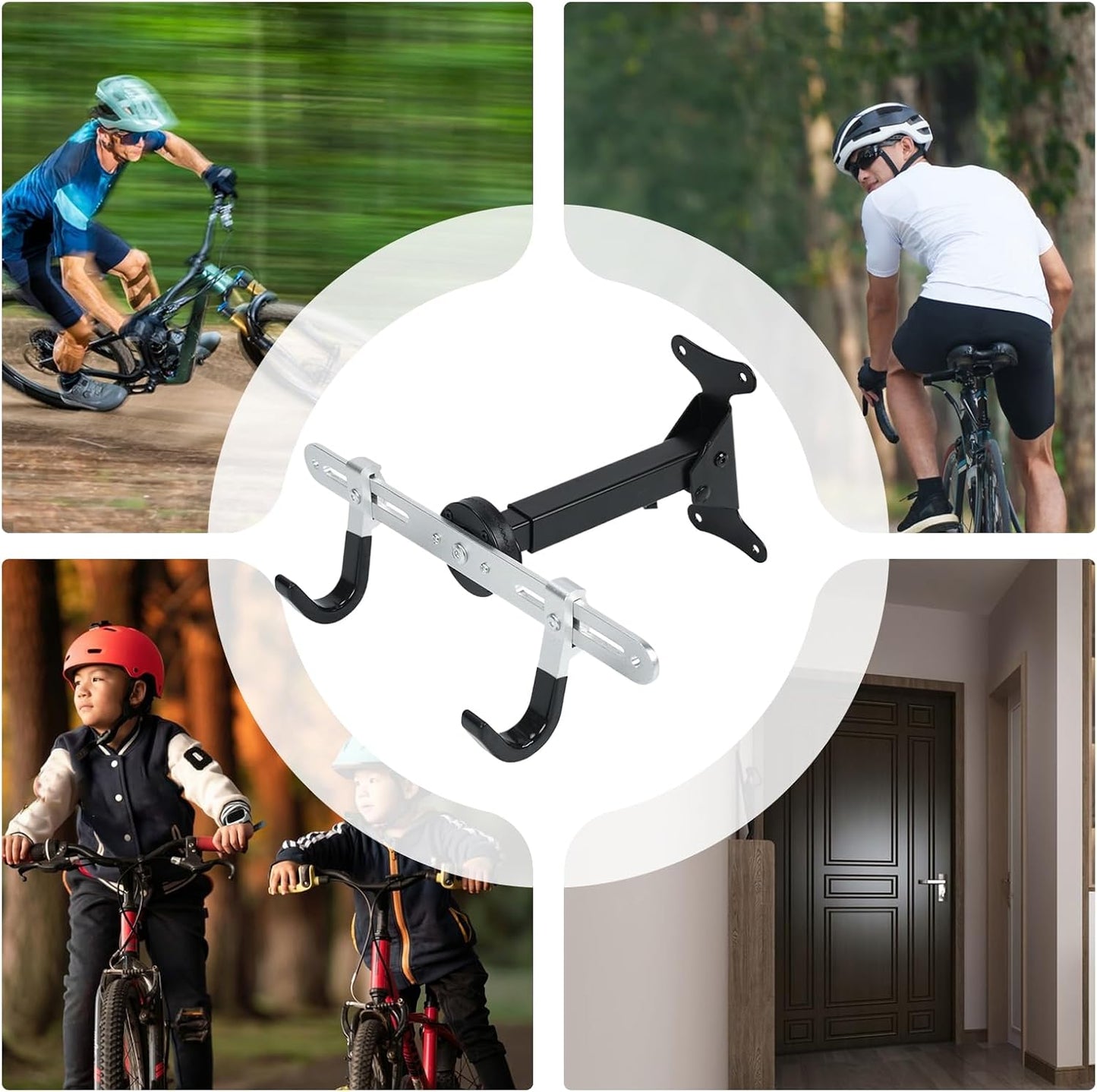  Générique Wall Bike Hook, Adjustable Indoor Storage Rack, 15.35 X 7.09inch, Space-Saving Bicycle Hanger Organizer, Ideal For Workshop, Home Display, Garage, Bike Organization, Vertical Mount