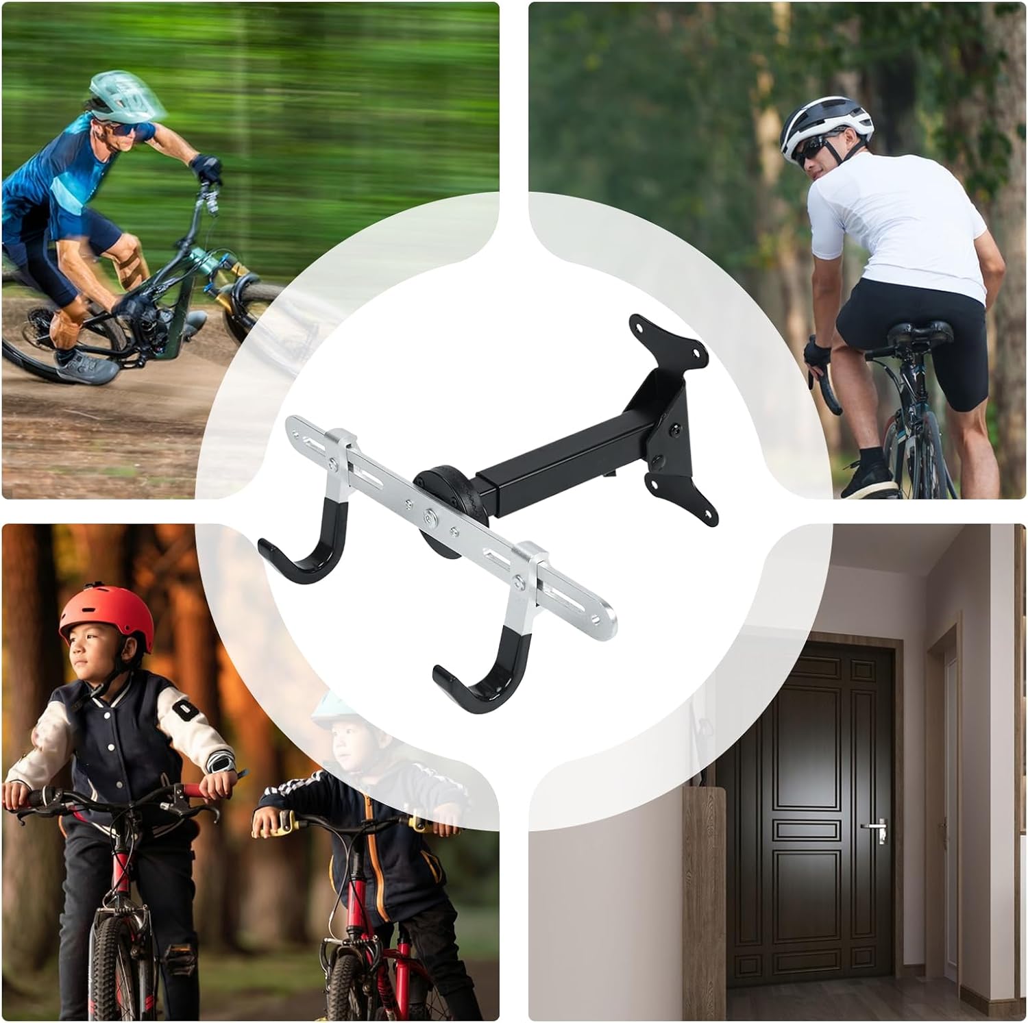  Générique Wall Bike Hook, Adjustable Indoor Storage Rack, 15.35 X 7.09inch, Space-Saving Bicycle Hanger Organizer, Ideal For Workshop, Home Display, Garage, Bike Organization, Vertical Mount