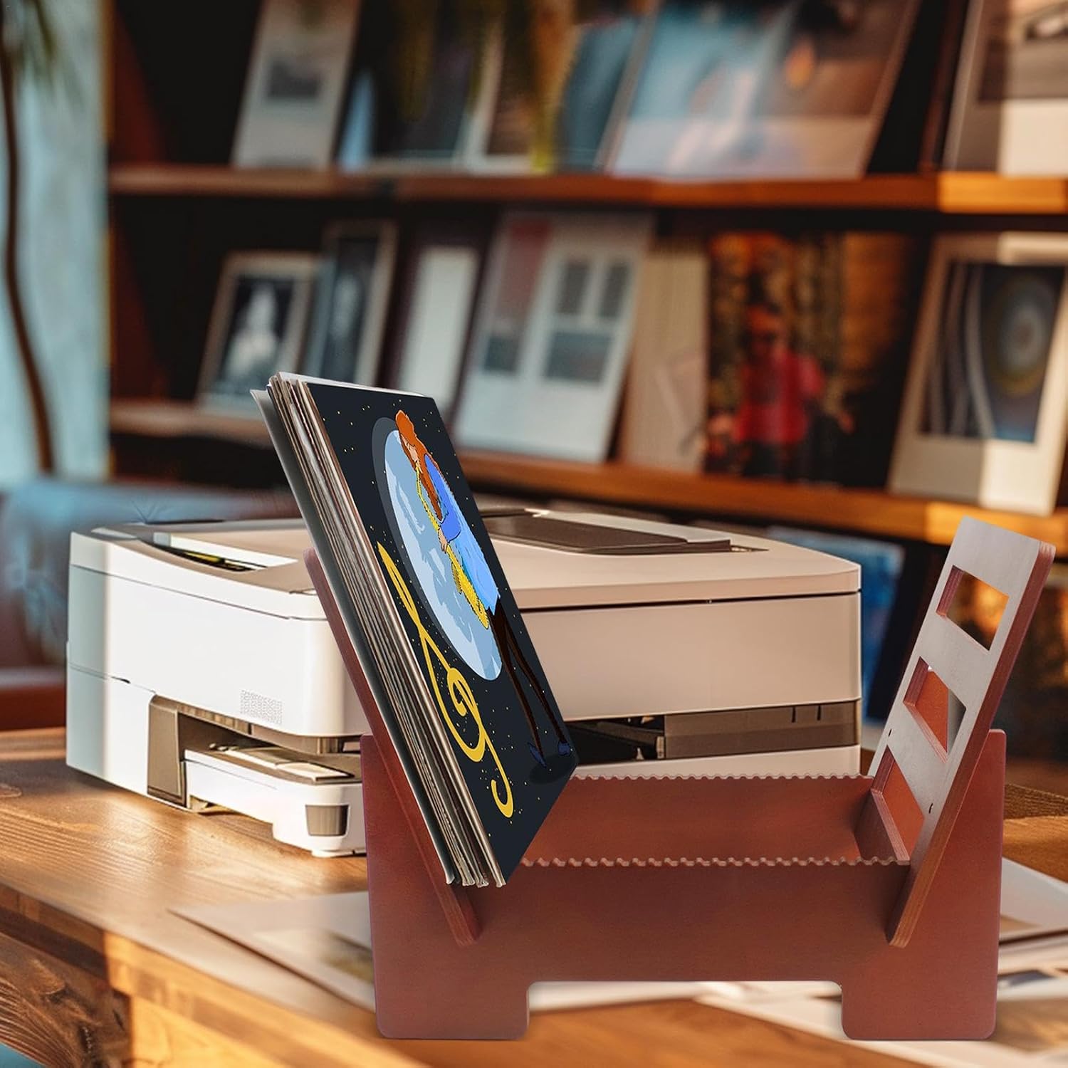  Wooden Storage Rack For Albums, Functional Album Display Holder, Rustic Wood Album Organizer, Elegant Document Storage Stand, Album Collection Storage Solution, Durable Wood Stand For Albums, Desktop