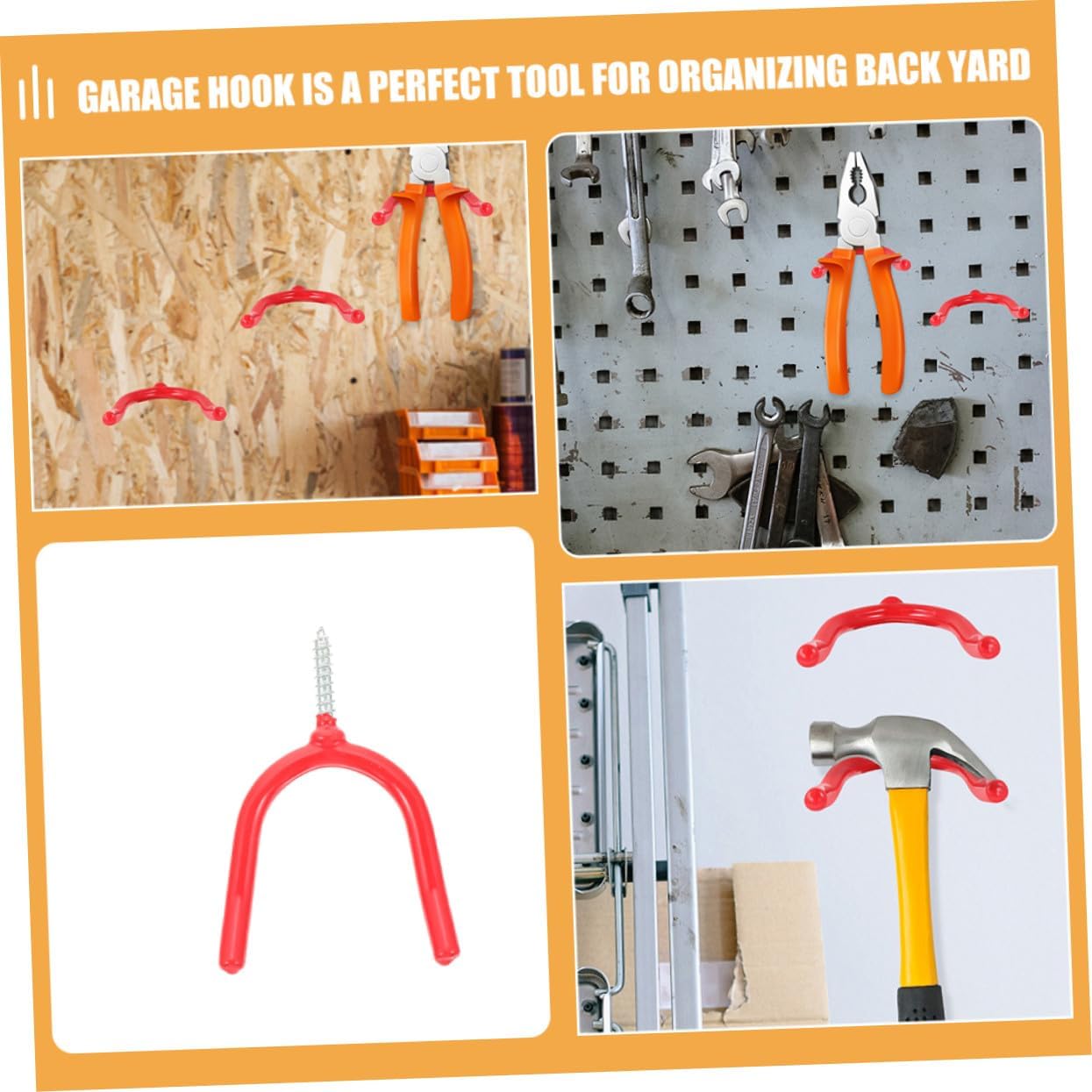  STOBAZA 12 Pièces Crochets De Garage à Visser Organisateur De Outils De Jardin Support Mural Pour Outils Rangement De Garage Crochets De Suspension Pour Muraux Pour