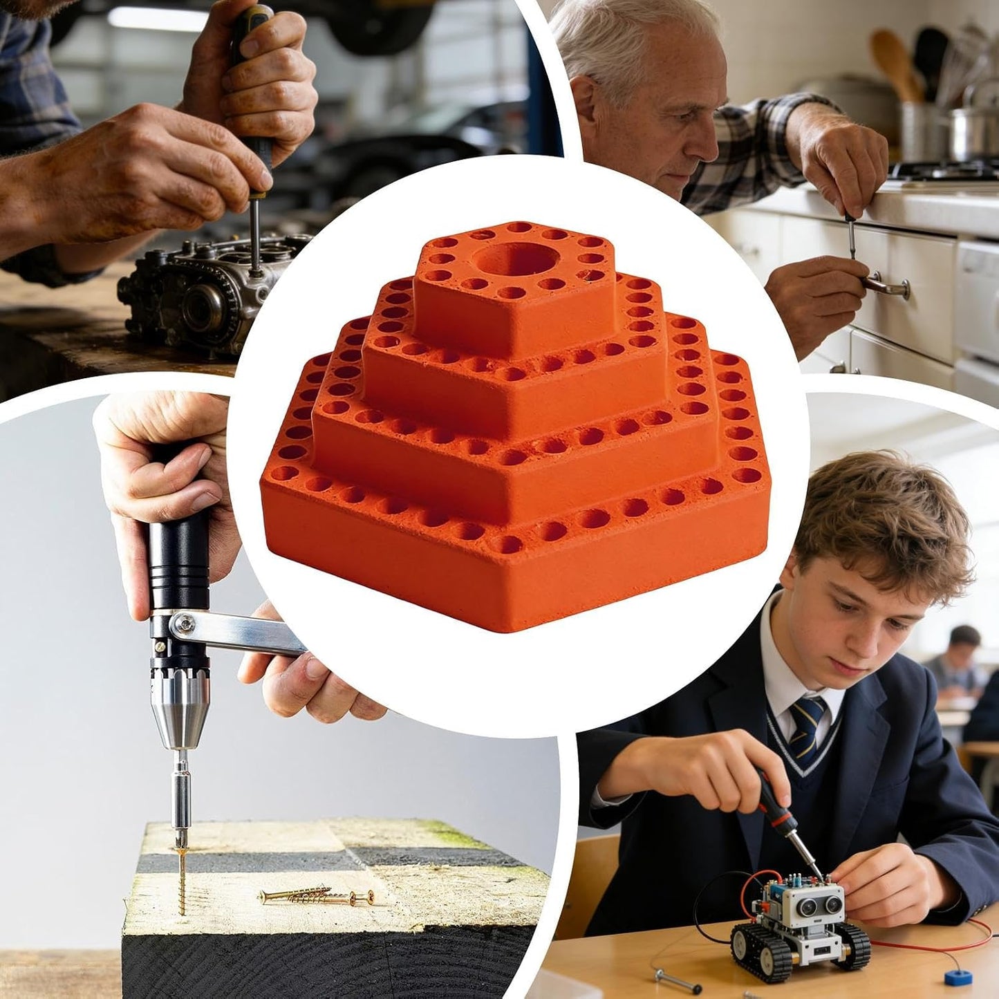  Porte- De Tournevis – Organiseur à Pointes Hexagonales De 4,8 Mm, étagère Compacte Avec Rangement Magnétique, Design Empilable Robuste, Idéal Pour Le Travail Du Bois, électricien