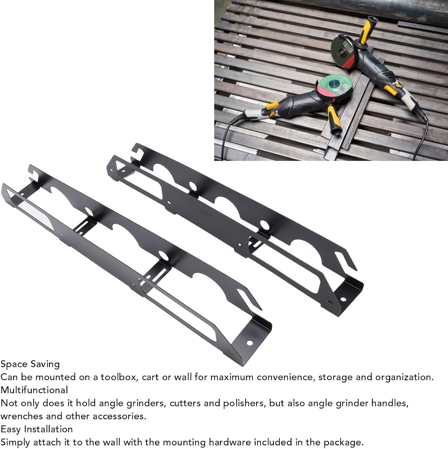  Support De Meuleuse D'angle Support Mural Gain De Place Organisateur D'outils Multifonctionnel Pour Atelier De Garage En Acier Allié 2 Ensembles