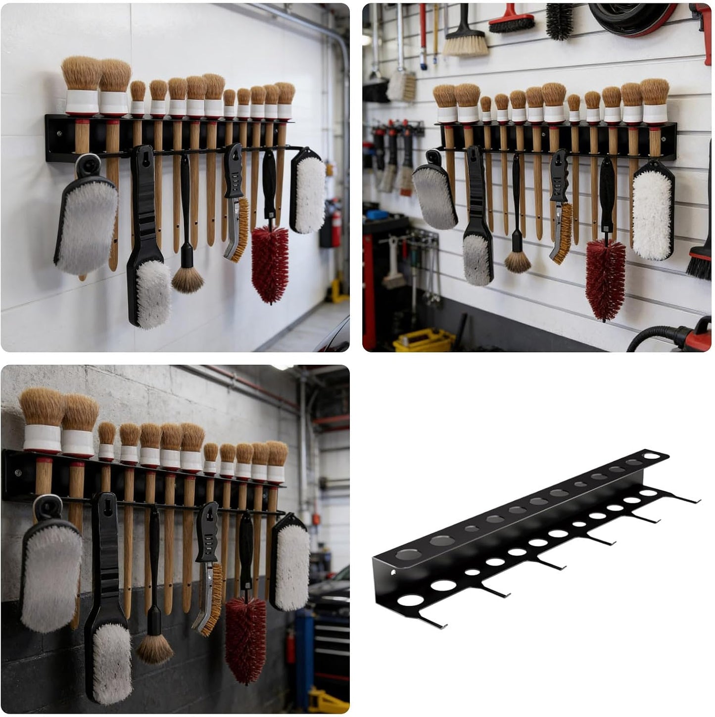GENERIC Porte-brosses De Détail, Très Résistant Et Peu Encombrant Avec Crochets | Rangement D'outils De Lavage De Voiture, Pour Le Garage, Le Travail, La Maison Et L'atelier
