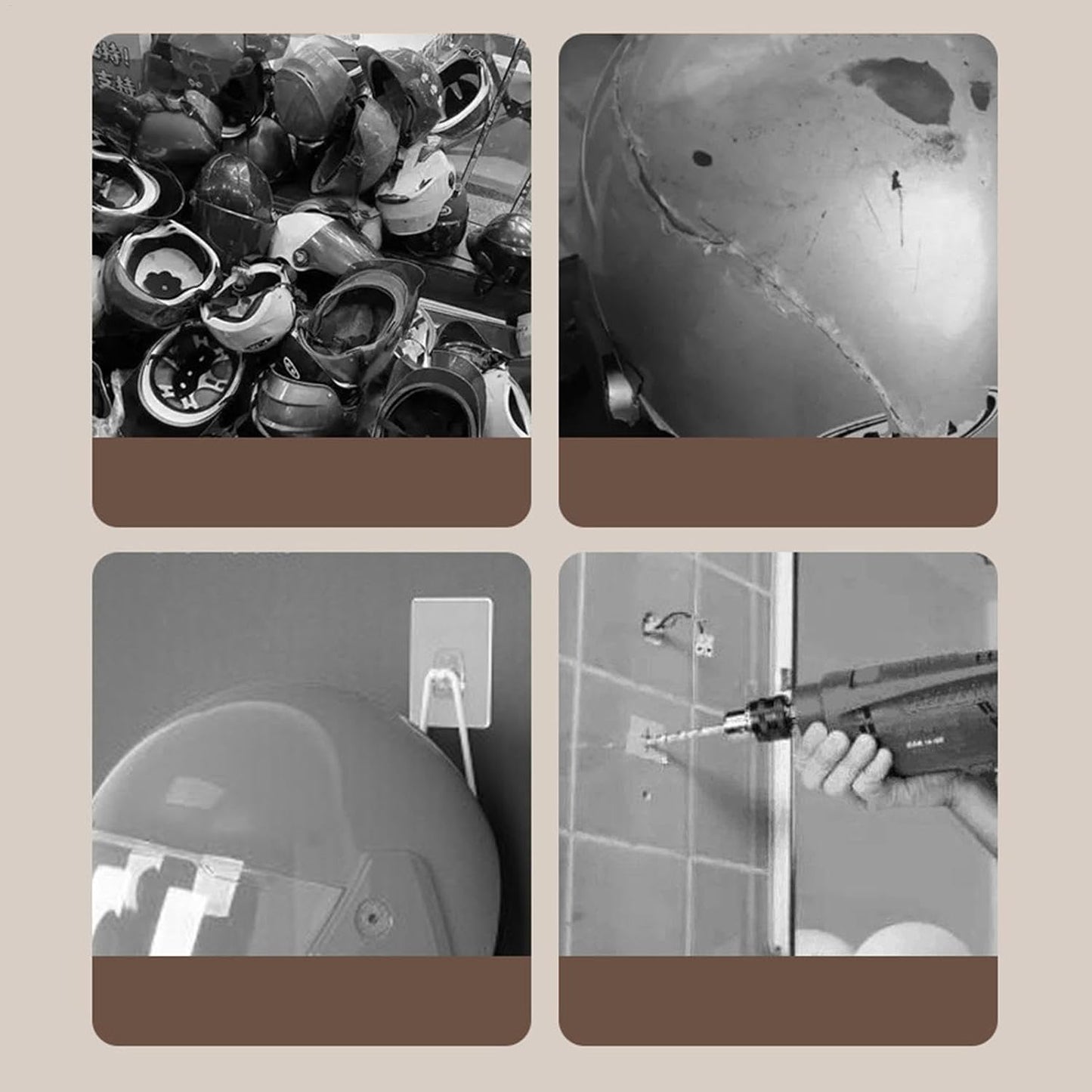  Support Mural Pour Casque De Moto, Support Pivotant à 180 Degrés Avec 3 Crochets Pour Garage, Entrée Ou Zone De Rangement, 35 Cm, 460 G, Noir, D'aluminium