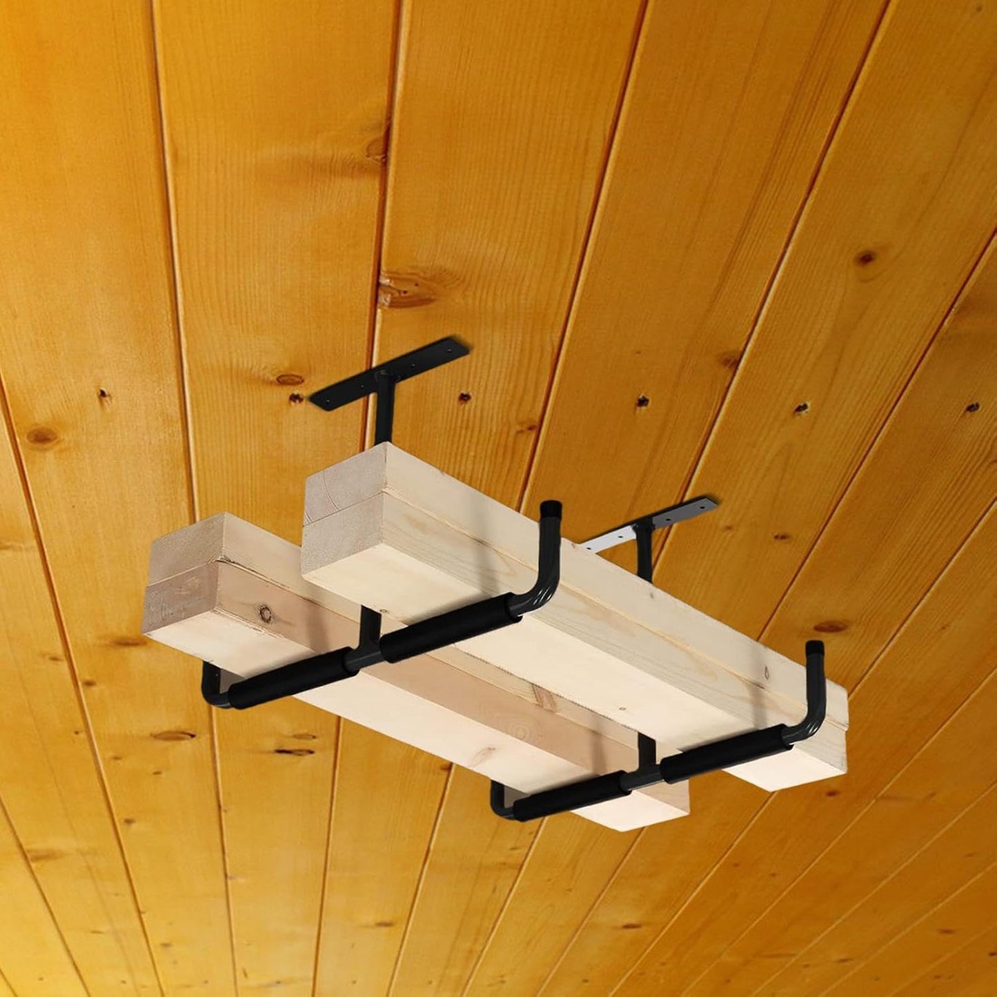  Racks De Rangement Pour Plafond De Garage - 2 Pièces Organisateur En Métal Robuste - Stockage Au Plafond Du Garage | Pour Échelle, Bois, Équipements Sportifs, Pelles, Cannes À Pêche, Skis, Cave, Abri