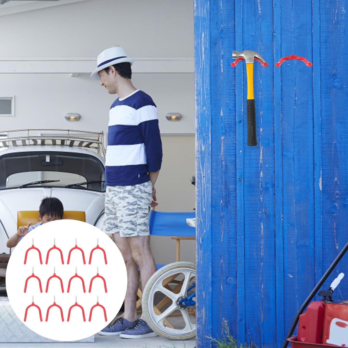  Toyvian 16 Pcs Crochets De Y Multi-Usages En Acier Et Vinyle Stables Pour Rangement Garage Et Maison