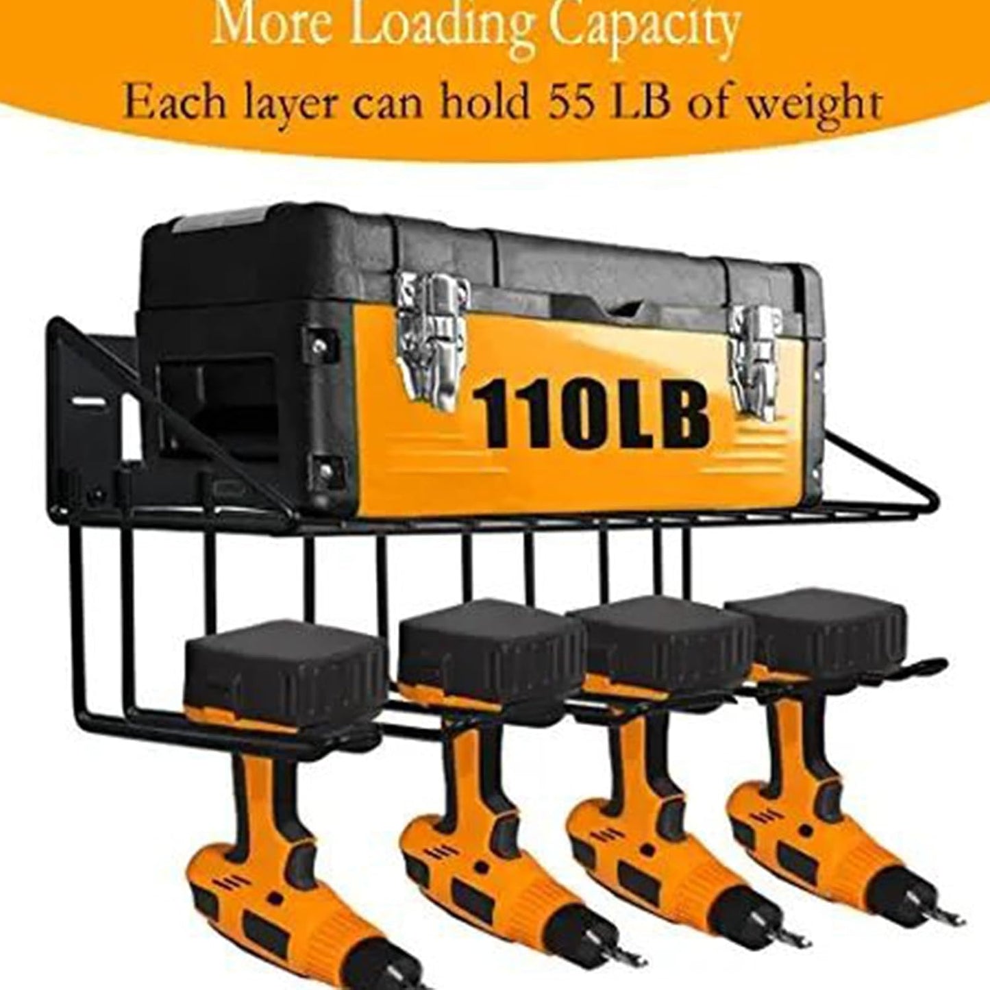  Generisch Organisateur D'outils Puissants, Très Résistant, 40 X 18 X 8 Cm, Avec Quatre Emplacements, Support En Acier Au Carbone Massif, Support De Rangement Avec Style Robuste, Support De Forage Pour