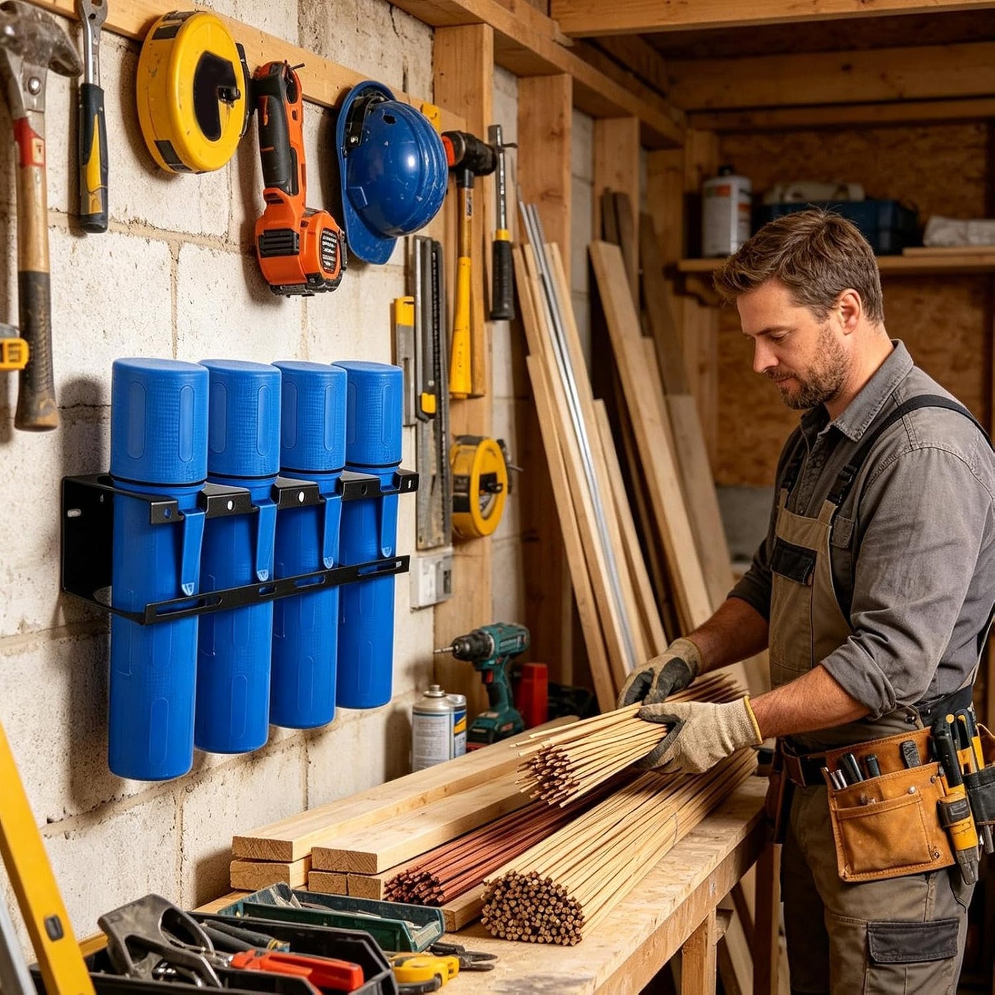  Porte-électrode Pour Le Soudage | 4 Fentes Double Couche Gain De Place - Porte-électrode Rack De Rangement Pour Garage | Pour Salon, Garage, Sous-sol, Appartement, Technicien, Hommes, Adultes