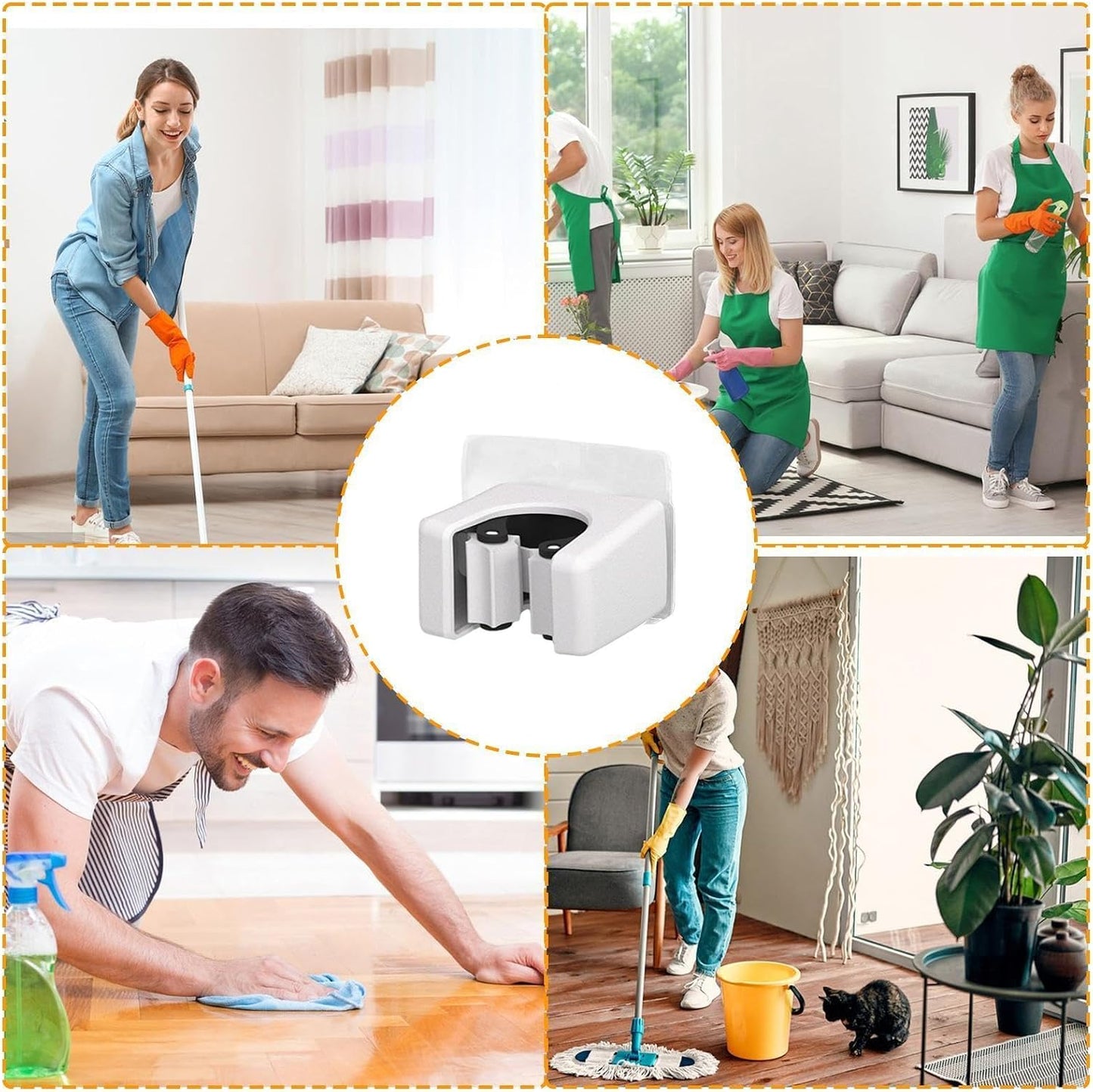 GENERIC Support De Balai Adhésif Robuste, Support De Balai Adhésif, 5,9 X 4,8 X 4,9 Cm, Support Portable Avec Forte Adhérence, Organiseur Robuste, Support Mural De Style Moderne Avec Construction, Accessoire