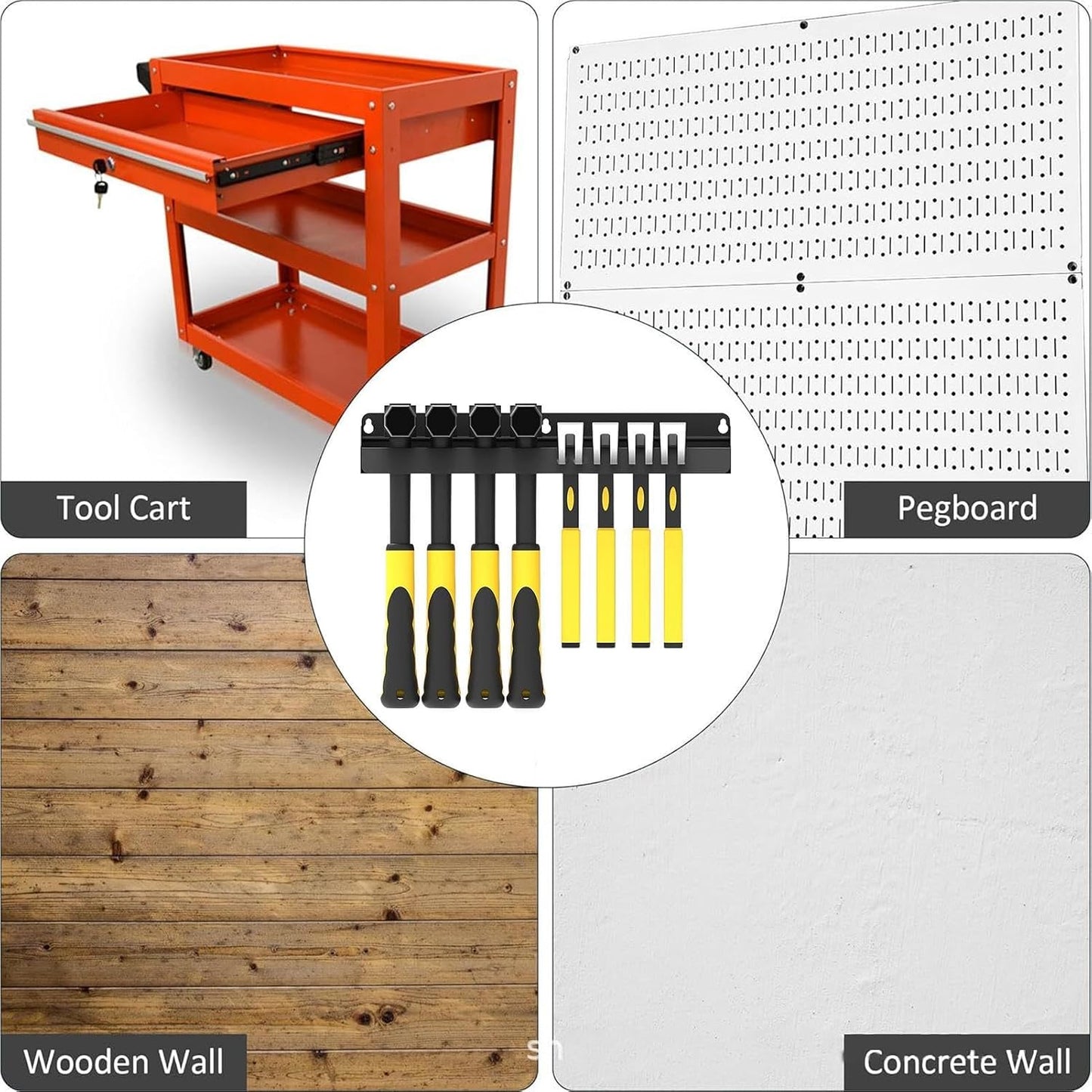GENERIC Support De Rangement Pour Outils, Support Mural Pour Marteau - Rangement D'outils Peu Encombrant - Organisateur D'outils D'atelier - Meilleur Support Mural Pour Petits Ateliers - 14,6 X 12,5 X 7 Cm