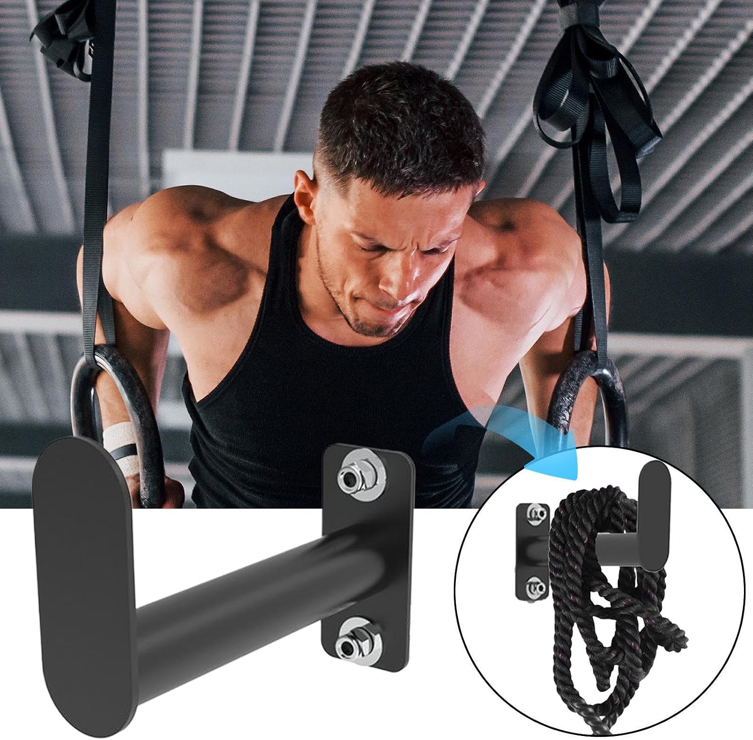  Cintres De Garage Pour Mur, Crochet De Corde D'exercice, Construction En Acier Robuste, Support Sécurisé Peu Encombrant, Organisateur Pour Entraînement De Fitness, Salle De Sport à Domicile