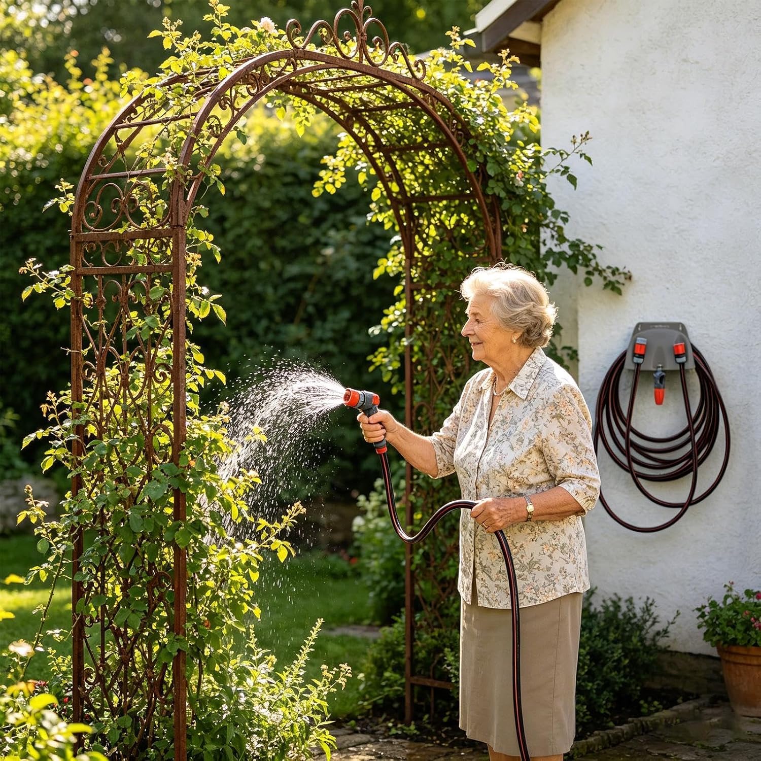  Genérico Support Mural Pour Tuyau De Jardin, Panier De Rangement Pour Tuyau D'eau Résistant | Support Mural Pour Tuyau D'arrosage | Pour Maison, Garage, Sous-sol, Buanderie, Extérieur, Patio