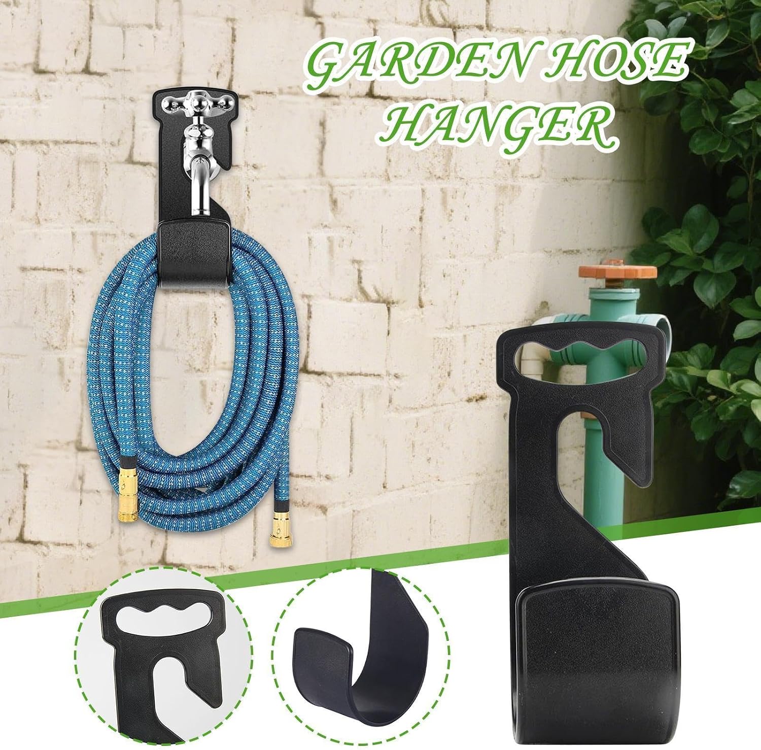  Générique Porte-Tuyau D'Arrosage,Crochet Rangement Mural Portable Robuste | Organisateur De Tuyau D'Arrosage De Jardin Extérieur,Pour Extérieur, Arrière-Cour, Jardin, Maison, Piscine, Patio,
