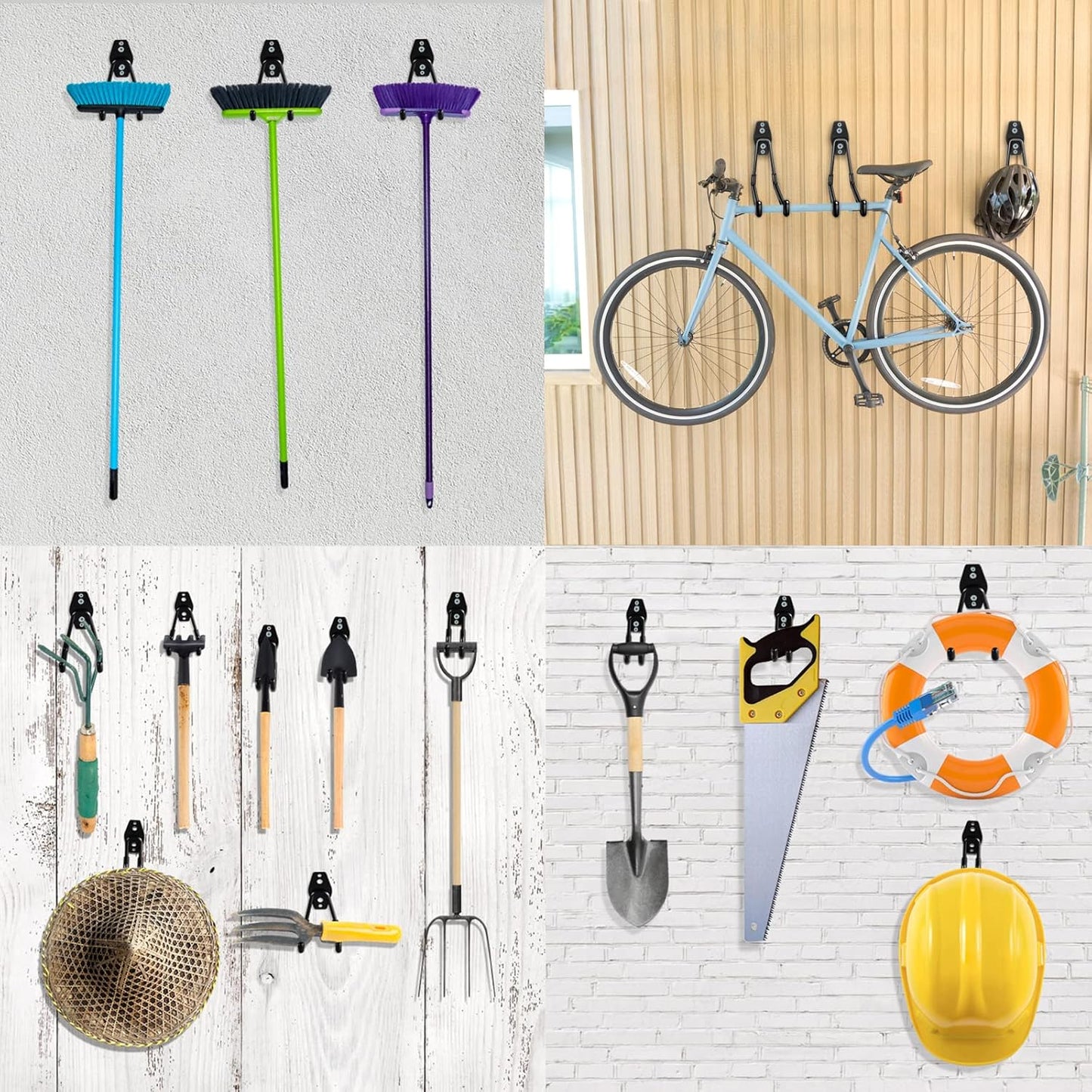  HUPBIPY Lot De 12 Crochets De Garage Robustes En Acier Utilitaire, Crochets De Rangement Pour Garage, Support Mural Et Organisateur Pour Organiser Les Outils électriques, Les échelles, Les Articles En
