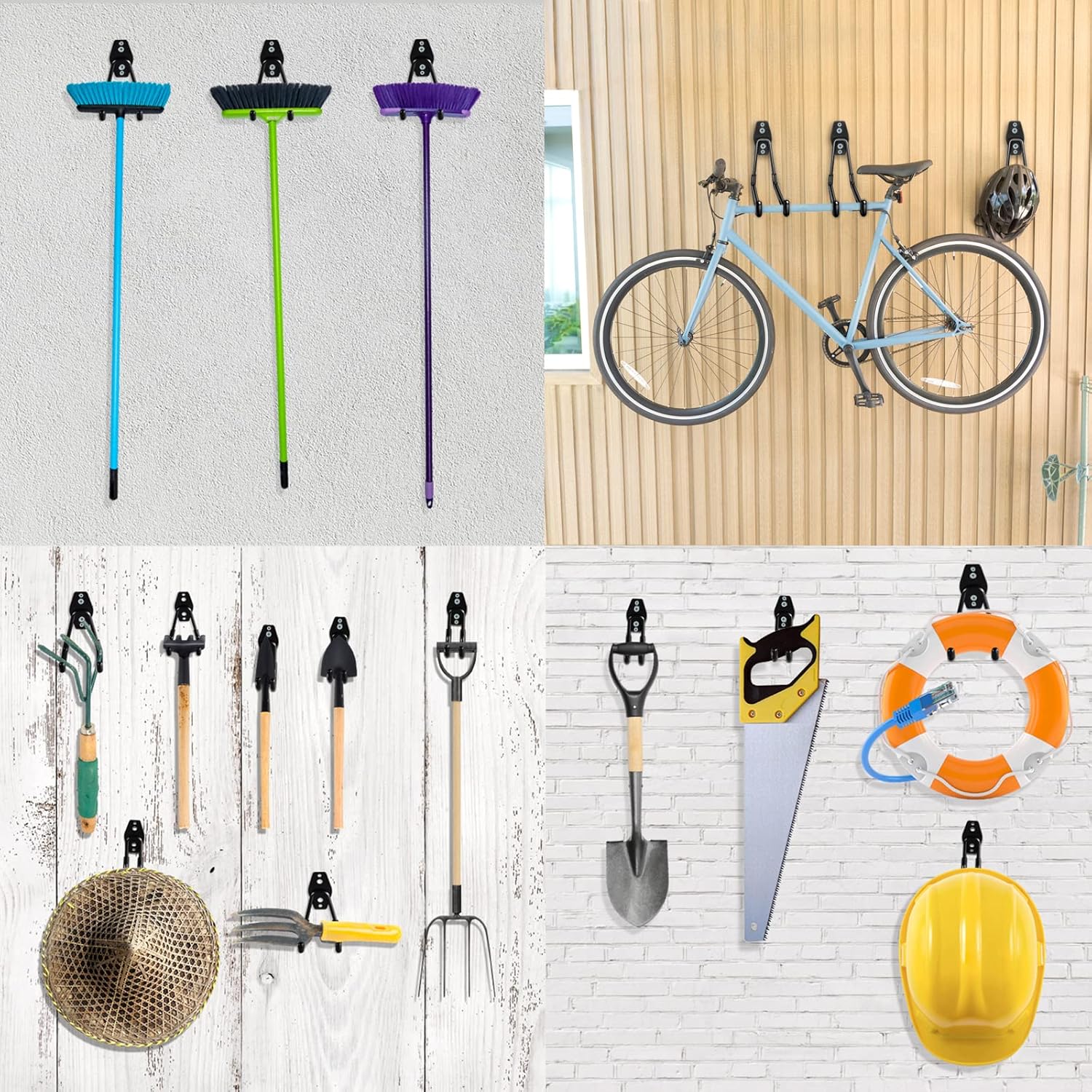  HUPBIPY Lot De 12 Crochets De Garage Robustes En Acier Utilitaire, Crochets De Rangement Pour Garage, Support Mural Et Organisateur Pour Organiser Les Outils électriques, Les échelles, Les Articles En