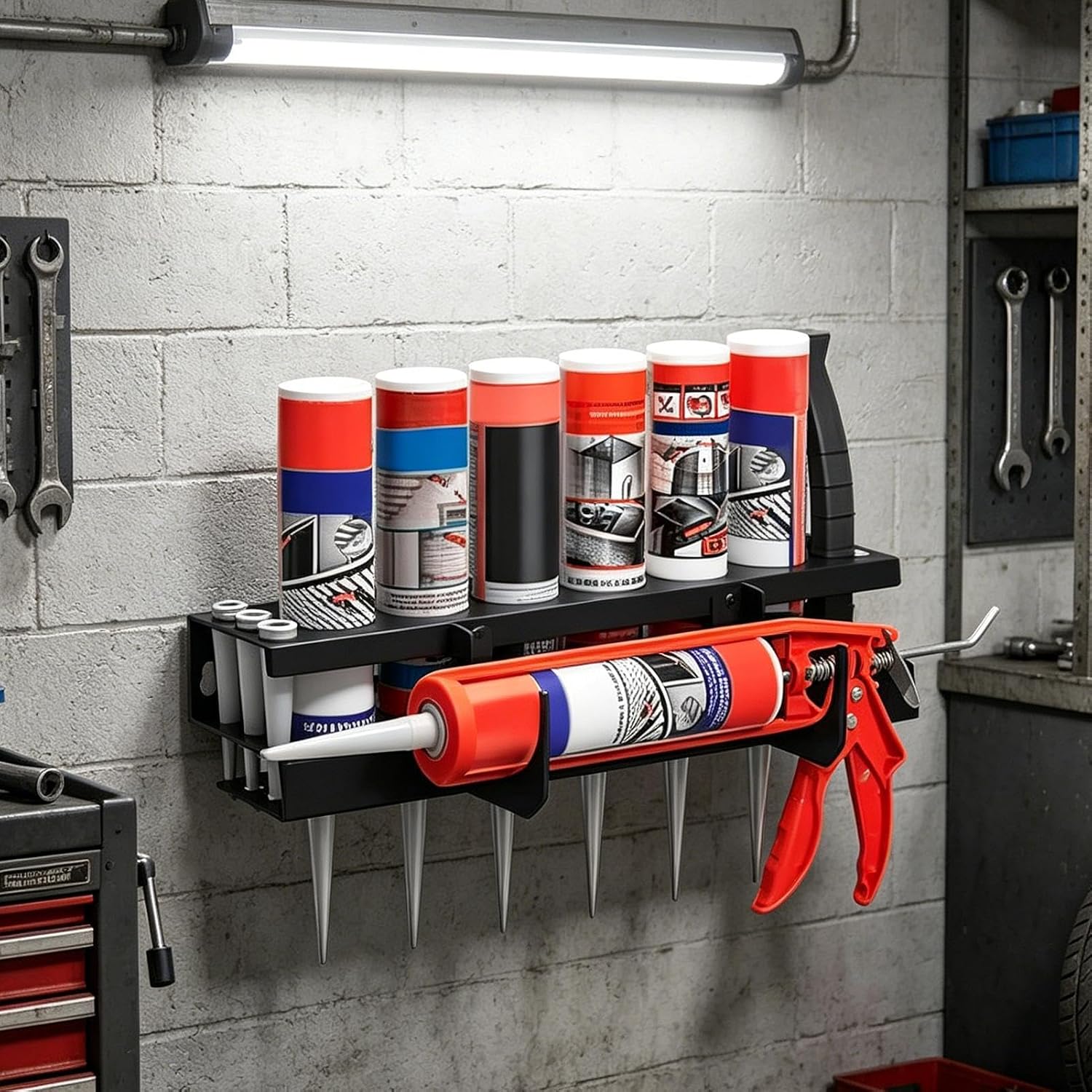  Générique Support Pour Cartouche De Mastic, Rack De Rangement Pour Tubes D'Étanchéité, Support Mural Pour Mastic, Idéal Pour Entrepôt, Atelier, Garage, Maison, Industrie, Abri De Jardin Et Espace De