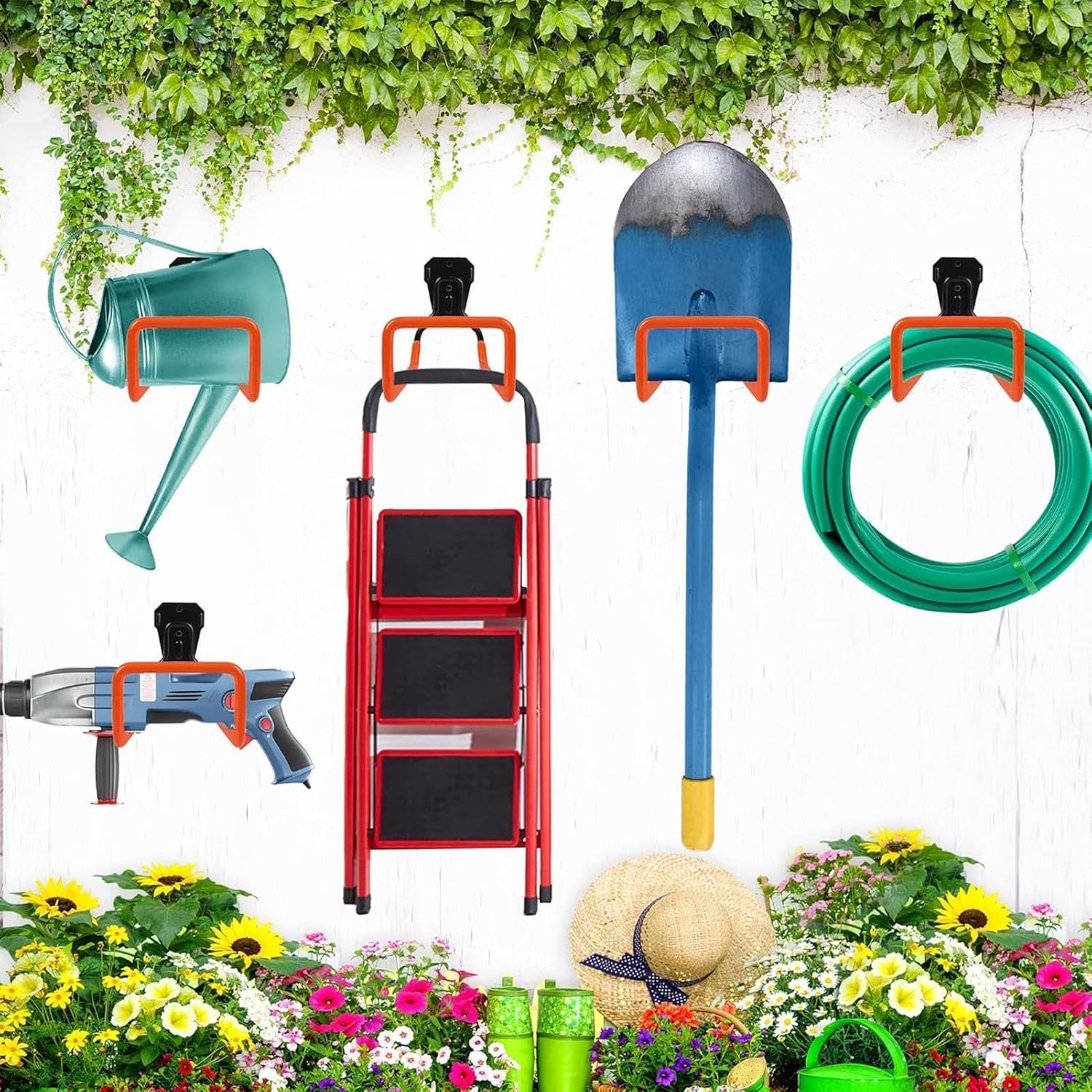 GENERIC Crochets De Rangement De Garage | Crochets Muraux Robustes | Crochets De Rangement D'échelle – Pour échelle, Balai, Tuyau, Jardin, Jardin, Atelier, Abri De Jardin, Sous-sol