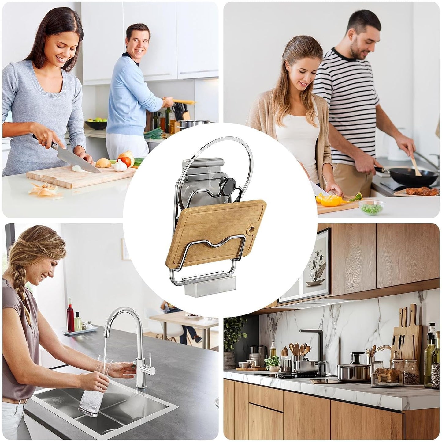  Generisch Organisateur De Couvercle De Casserole Avec Bac De Récupération Mural En Acier Inoxydable - Pour Cuisine, Maison, Cuisinière, Plan De Travail, Armoire, Plateau De Table, Ustensiles De