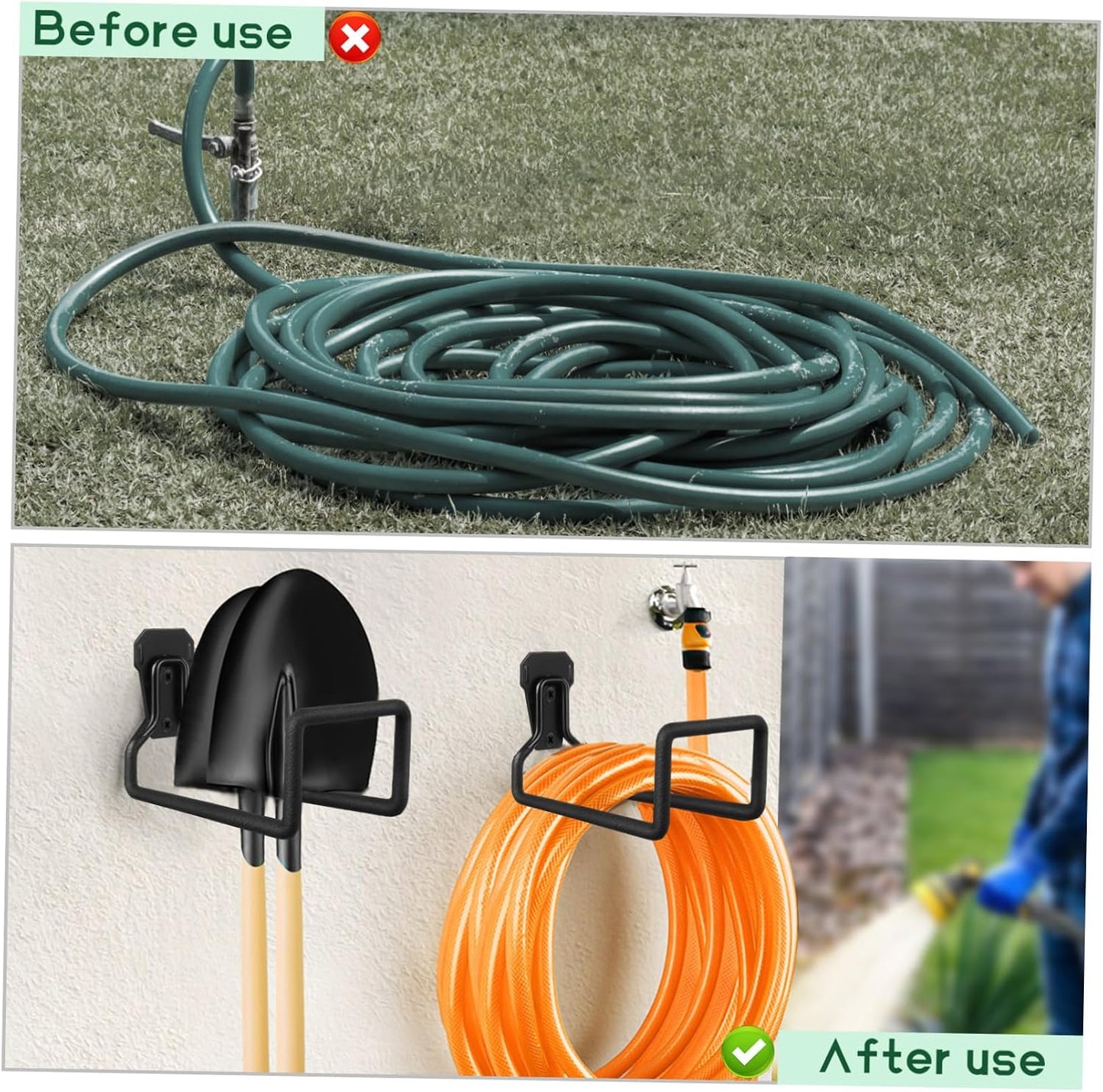  BESTonZON Support Mural De Rangement Pour Tuyaux Arrosage Et Outils Utilitaires Pour Garage Et Jardin Organisation Et Économisante