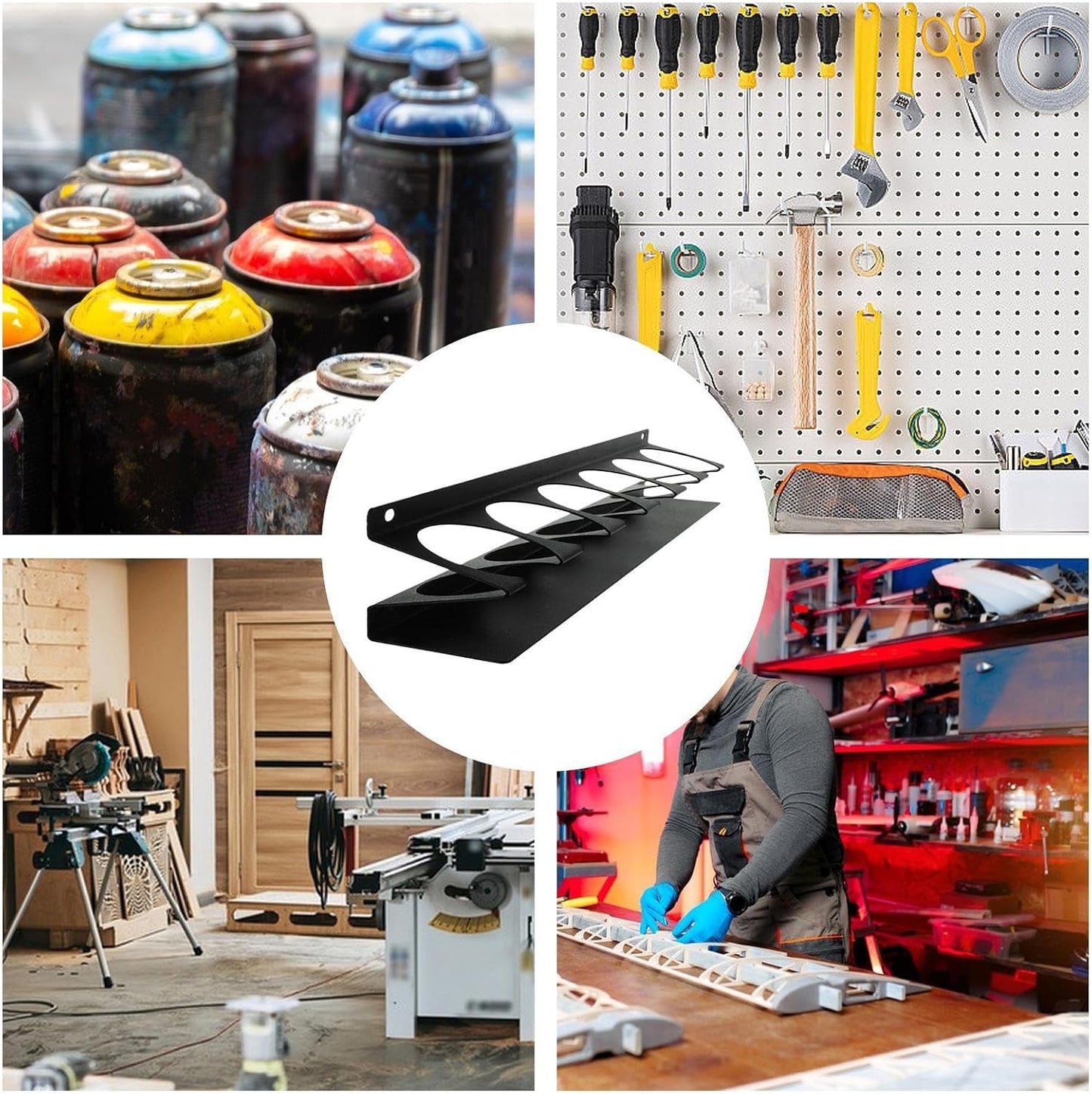  Generisch Organisateur De Flacons Pulvérisateurs | Étagère De Rangement à 6 Compartiments | Support De Bombes Aérosol Peu Encombrant – Pour Garage, Atelier, Maison, Voiture De Service, Chauffeur