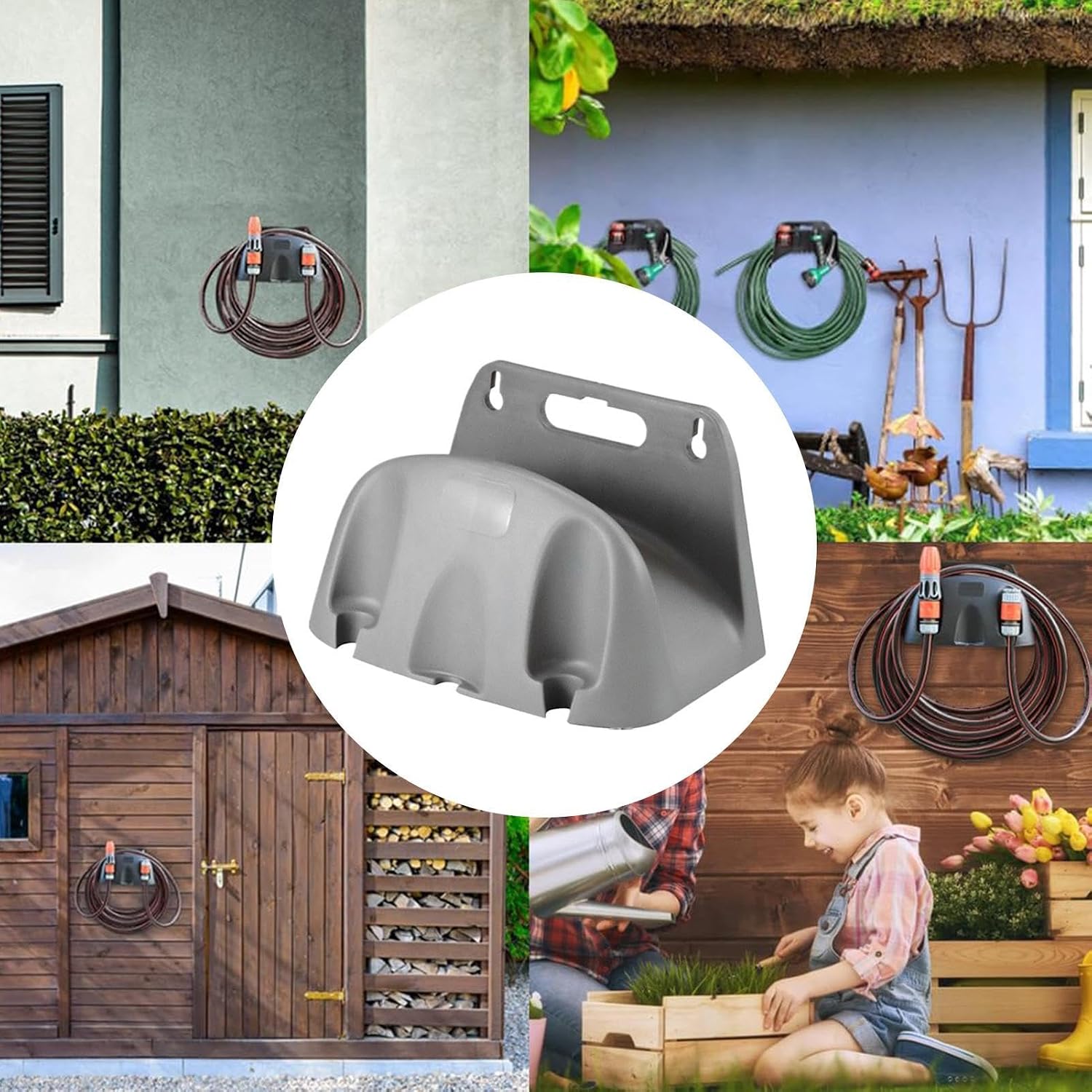 GENERIC Support Mural Pour Tuyau D'arrosage | Support De Rangement Robuste Pour Tuyau D'eau – Pour Terrasse, Jardin, Buanderie, Sous-sol, Garage, Maison