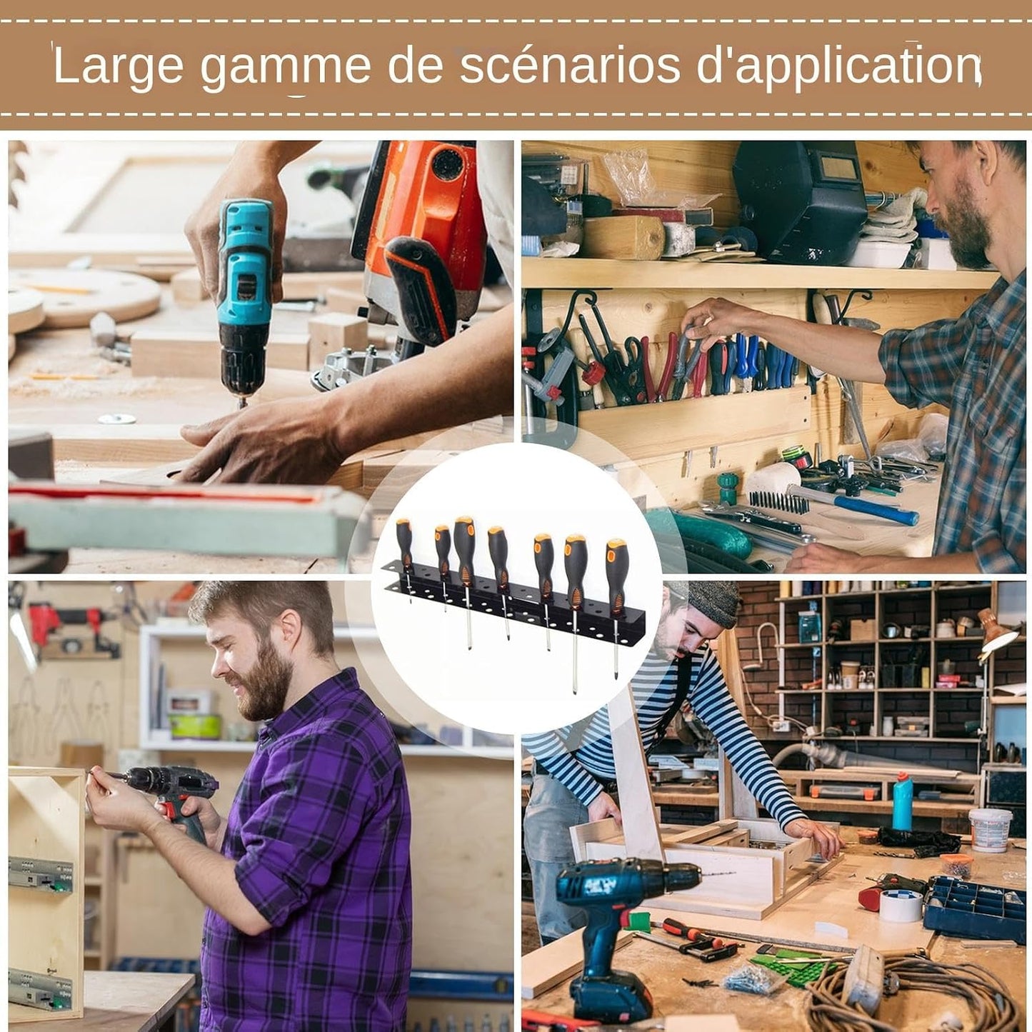  Supports à Outils Pour Murs De Garage, Organiseur De Tournevis - Porte-tournevis Robuste,Organisateur De Rangement, Support De Tournevis, Support De Pinces à Outils, Porte-outils Pour