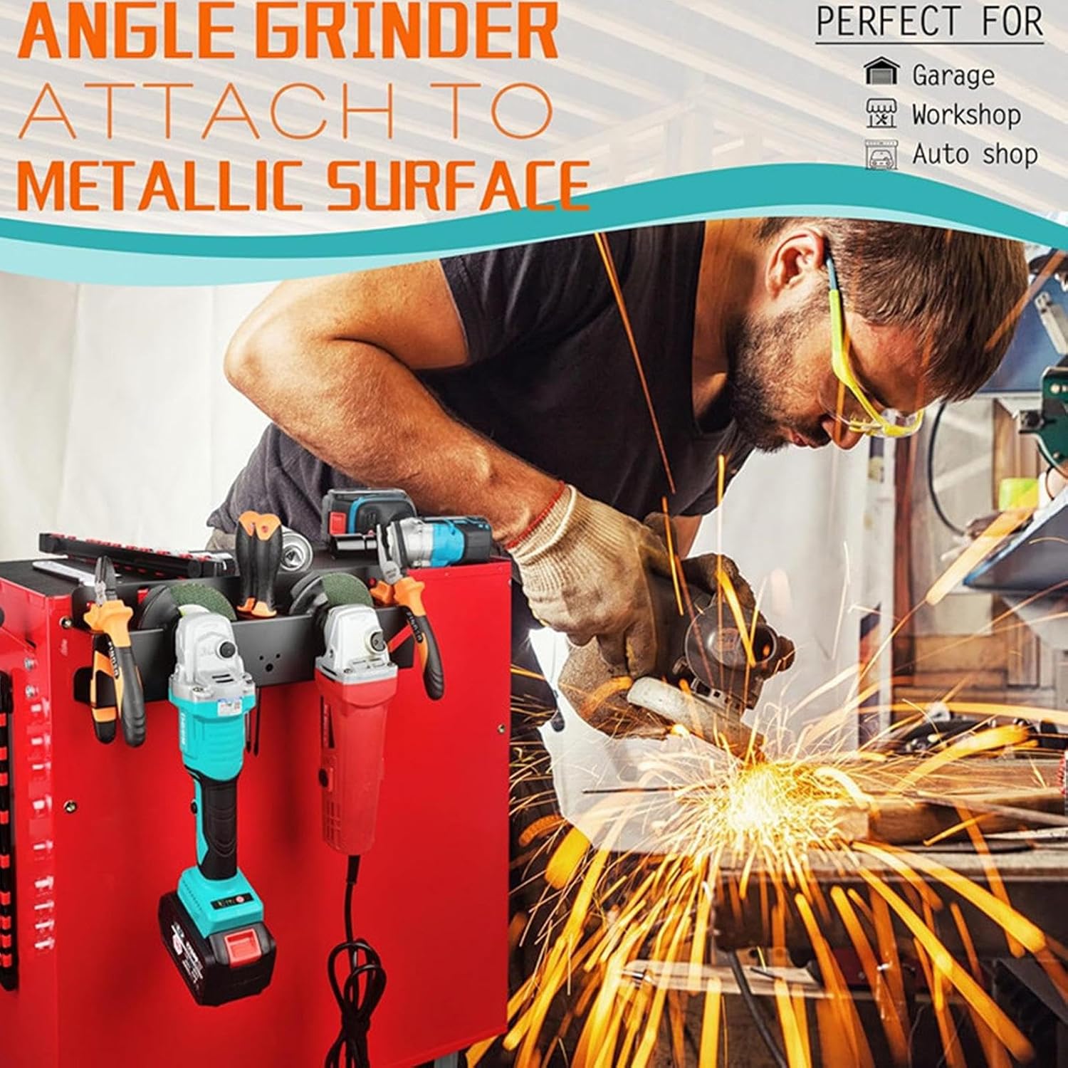  Angle Grinder Organizer, Wall Mount Tool Rack, Garage Tool Storage, Angle Grinder Storage, Polisher Wall Mount, Workshop Organizer Bracket, Sturdy Tool Storage Rack, Wall Mounted Grinder Holder