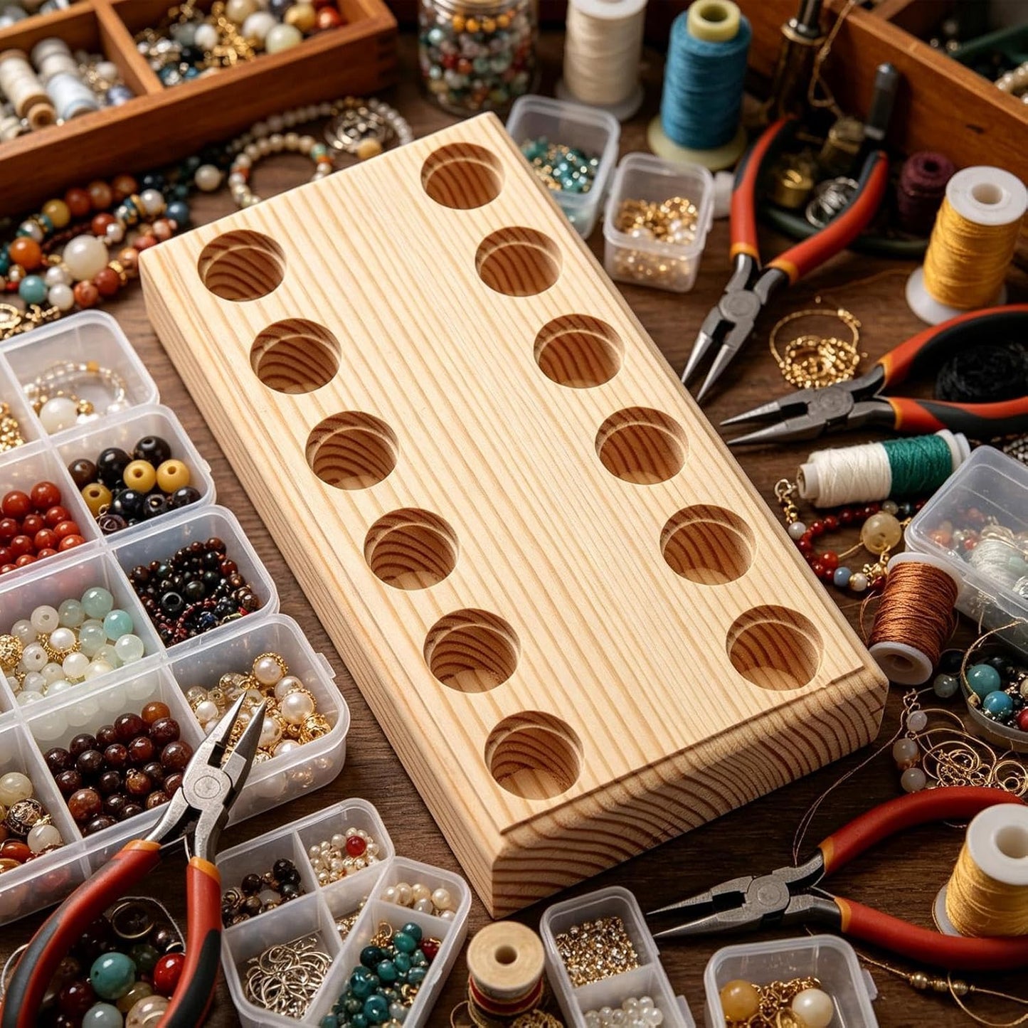 GENERIC Organisateur De Pinces, Base De Rangement Multi-fentes En Bois, Organisateur D'outils De Bijoux Pour Garage, Armoire, Service De Mécanicien, Travail De Construction, Atelier, Maison, Appartement