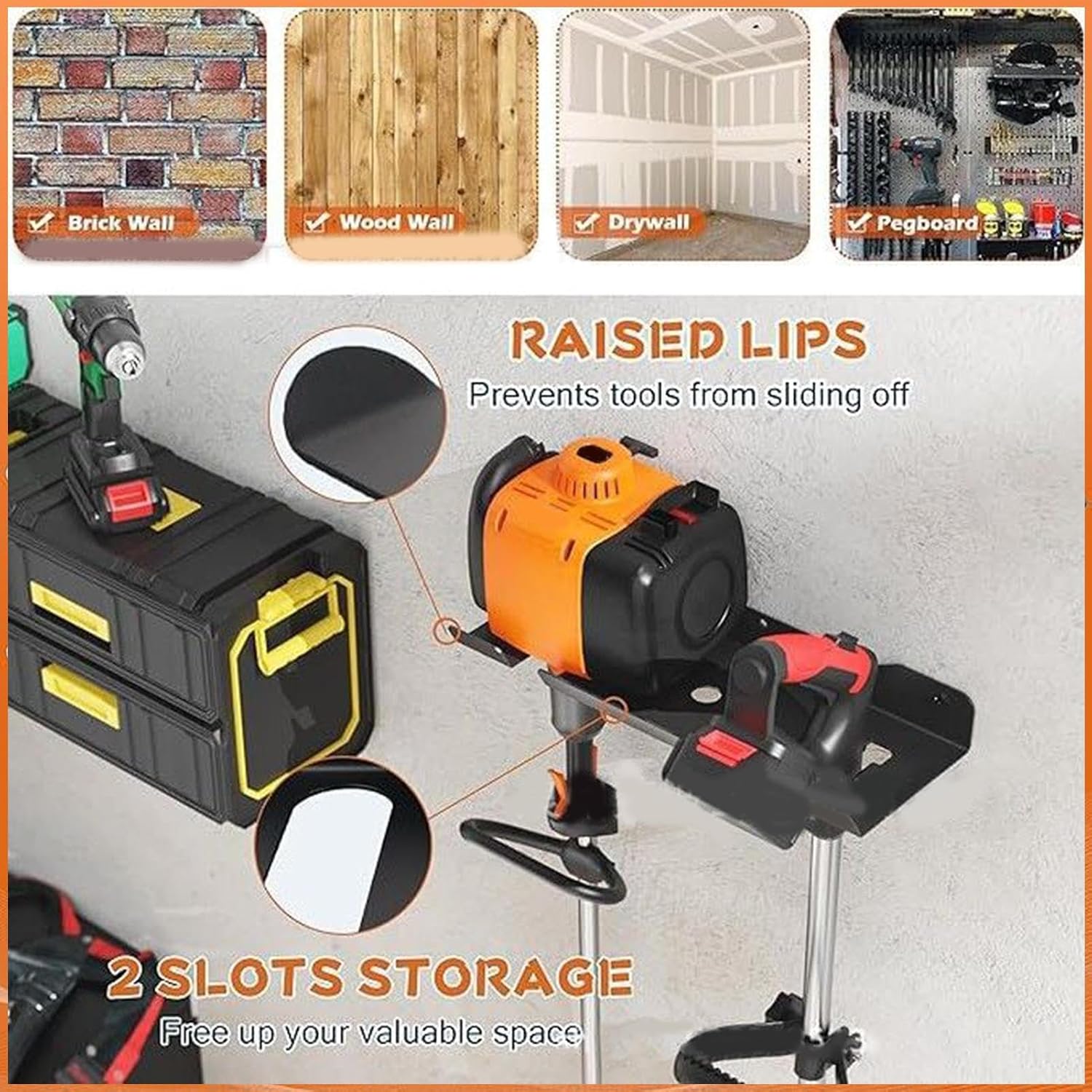  Générique Porte-Outils Mural Pour Garage | Organisateur Murale Pour Outils De Jardin - Organisation Gain De Place Antirouille Pour Atelier Remise Jardin Garage Maison