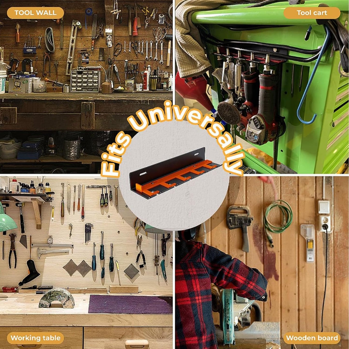  Porte-outils Pneumatique Mural Avec Glissière Pour Un Rangement Sécurisé En Métal 5 Emplacements Antirouille Efficace