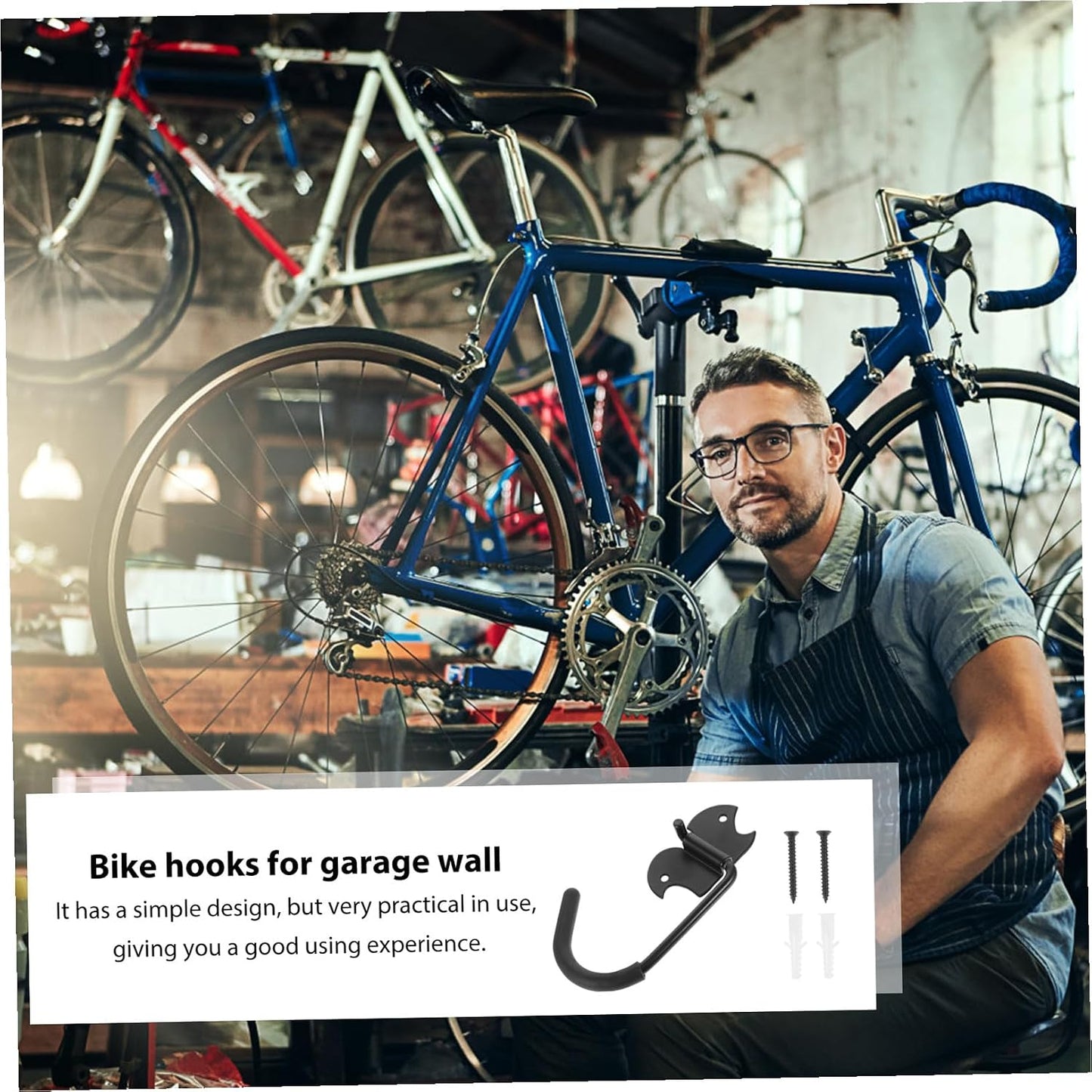  Jojofuny Lot De 2 Crochets Muraux Utilitaires Réglables à 90° En Acier Revêtement Caoutchouc Anti-rayure Pour Rangement Vélo Et Garage, Support Lourd Et Organisation Pratique