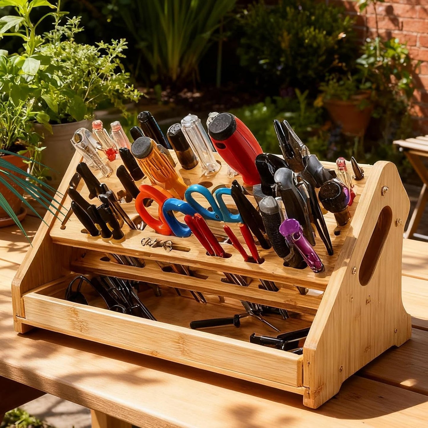  Porte-Tournevis | Support De Rangement En Bois À 53 Trous Avec Plateau,Organisateur D'Outils Manuels,Pour Loisirs Bricolage Réparation Établi Bureau Garage Pegboard Espaces De Travail Intérieurs