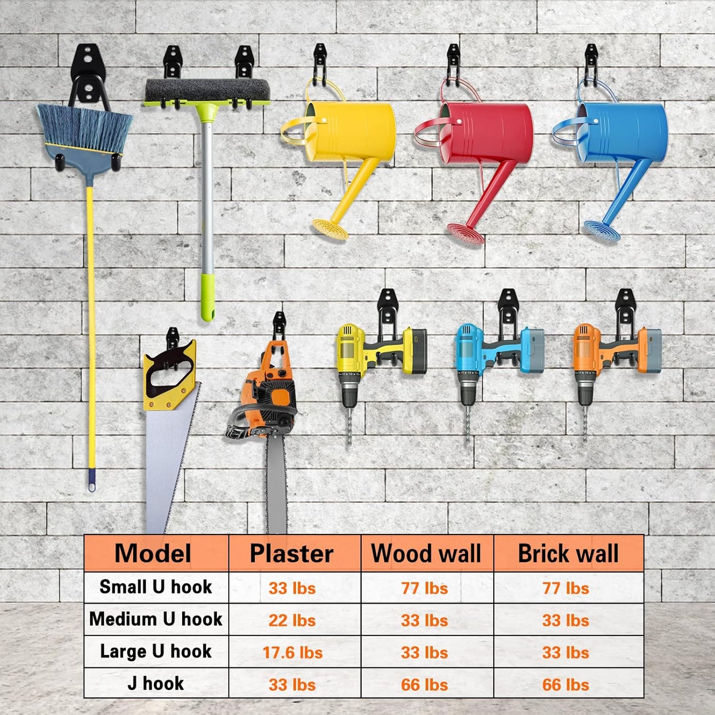  HUPBIPY Lot De 12 Crochets De Garage Robustes En Acier Utilitaire, Crochets De Rangement Pour Garage, Support Mural Et Organisateur Pour Organiser Les Outils électriques, Les échelles, Les Articles En