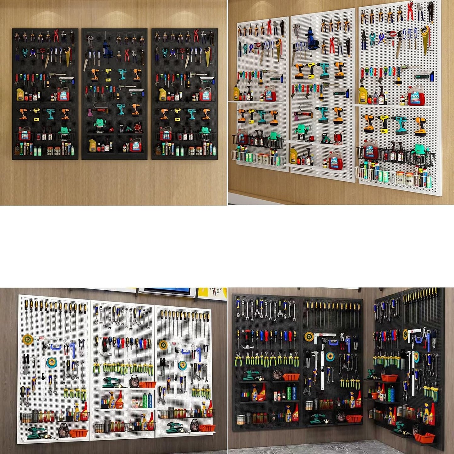 GENERIC Kit De Rangement D'outils En Métal Robuste Avec 20 Crochets, Idéal Pour La Maison Et Le Bureau, 120 X 60 Cm