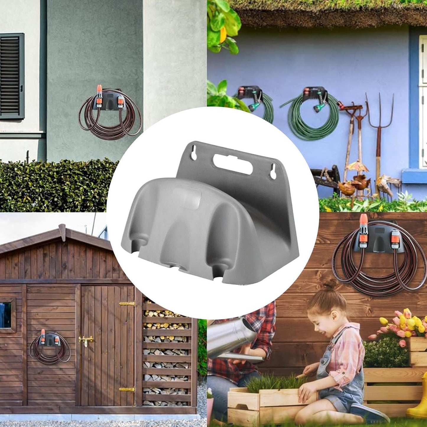 GENERIC Support Mural Pour Tuyau D'eau Robuste | Support Mural Pour Tuyau D'eau | Pour Maison, Garage, Sous-sol, Buanderie, Extérieur, Cour, Terrasse