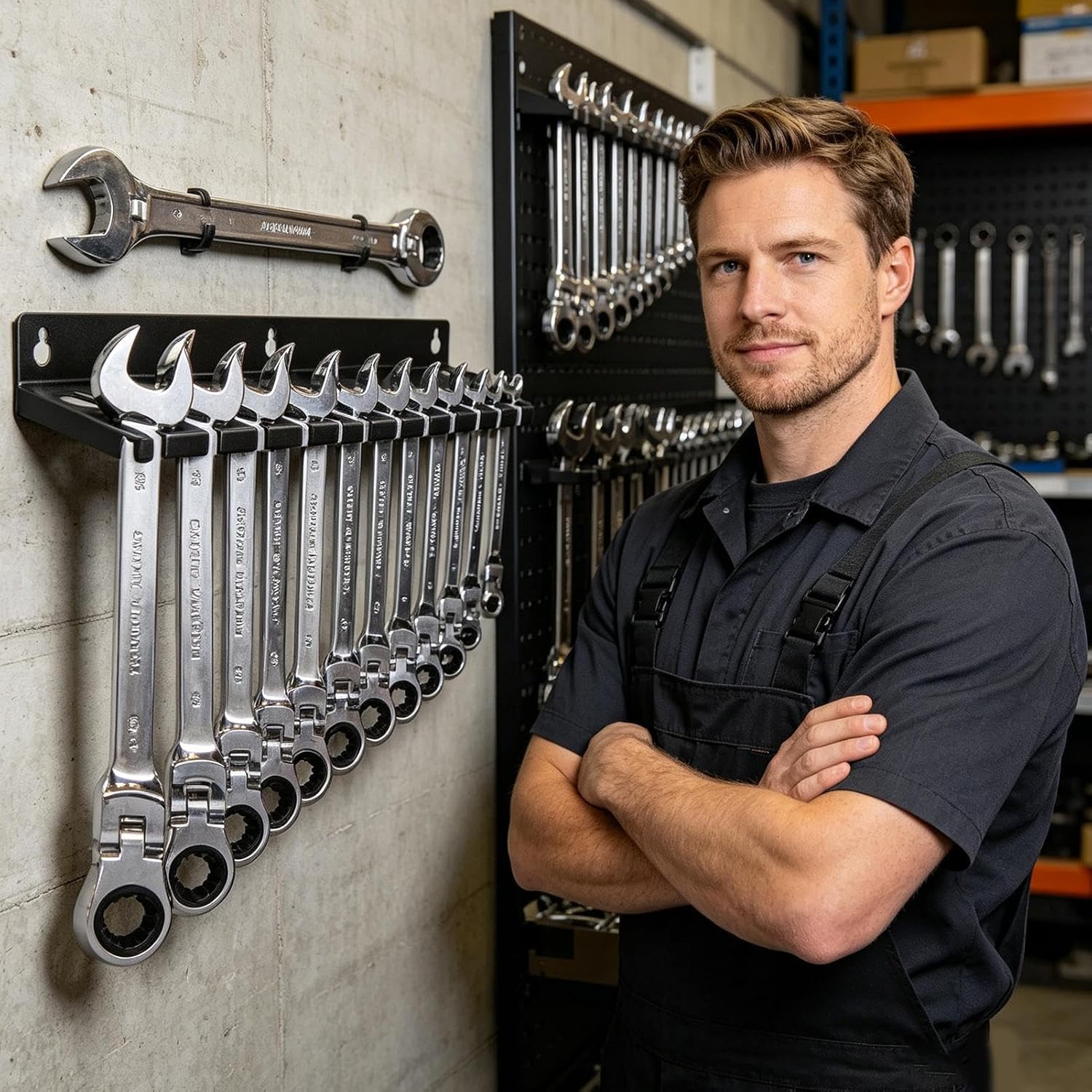  Générique Range-Clés,Robuste, Grande Capacité, Gain De Place | Organiseur D'angle à Suspendre Pour Outils,Pour Tournevis Hexagonaux Cliquet Cutter Ciseaux Maison Garage Atelier Espace Travail Coin