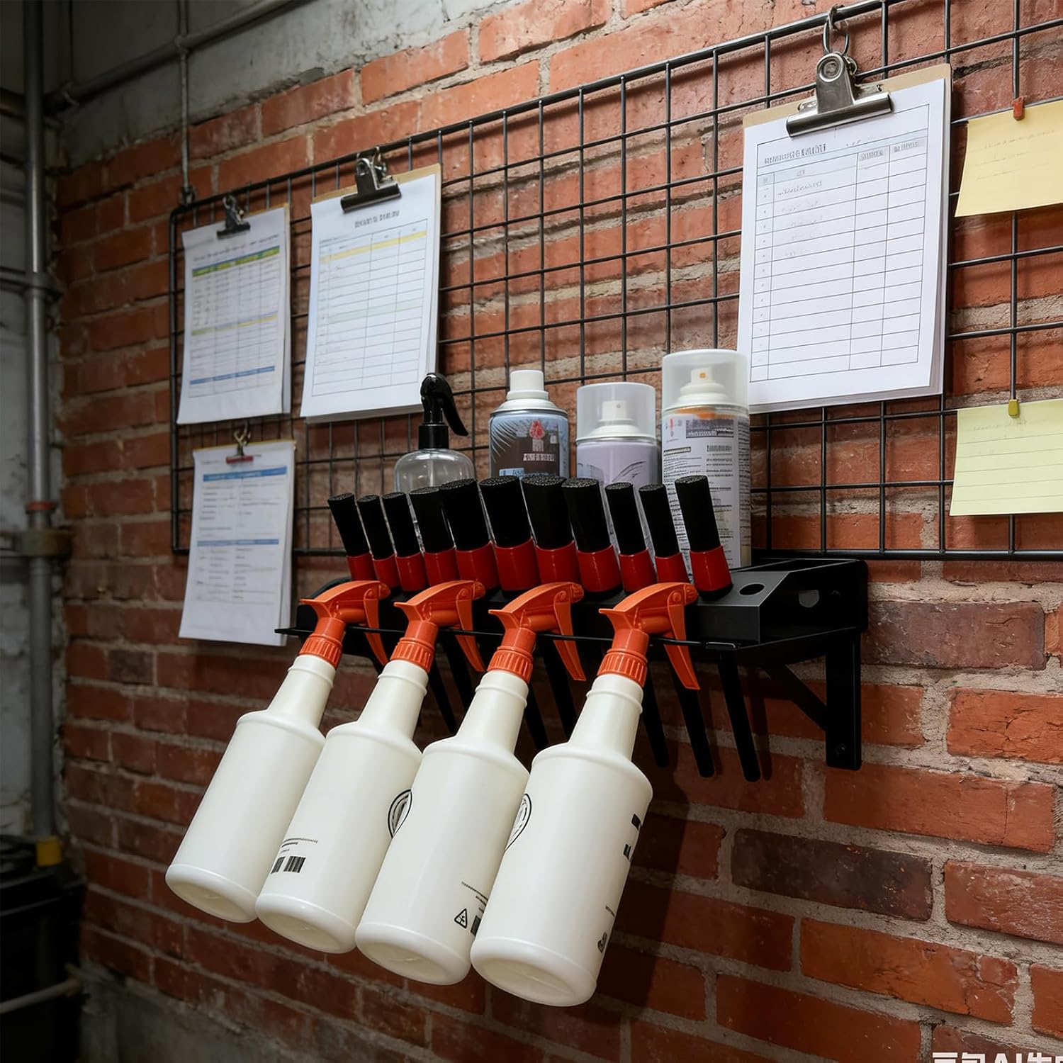  Porte-bouteilles Mural Robuste En Métal Avec 4 Compartiments De Conteneurs Et 8 Ouvertures à Outils Pour Le Rangement Dans Le Garage, L'atelier, Porte-outils Peu Encombrant