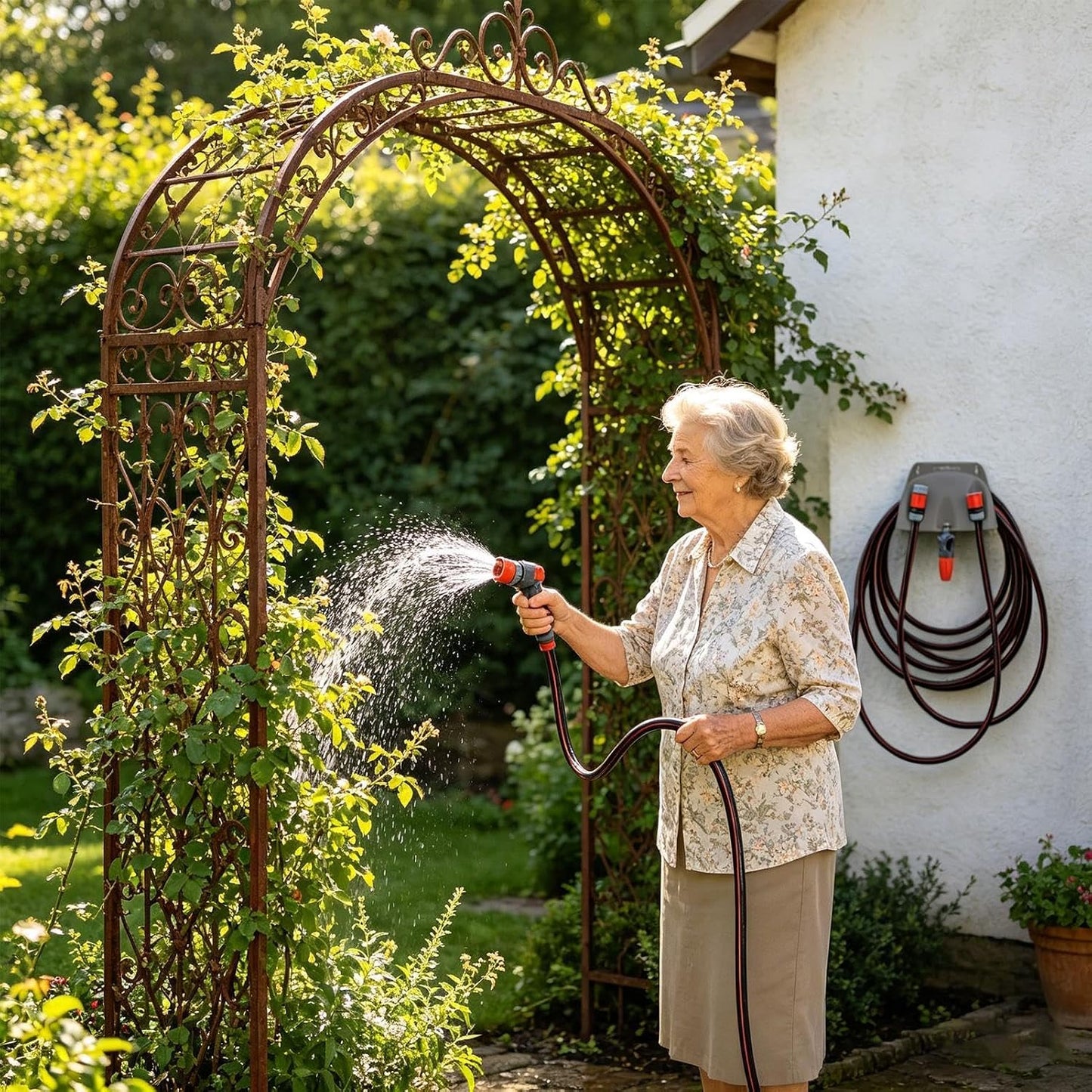 GENERIC Support Mural Pour Tuyau D'arrosage | Support De Rangement Robuste Pour Tuyau D'eau – Pour Terrasse, Jardin, Buanderie, Sous-sol, Garage, Maison