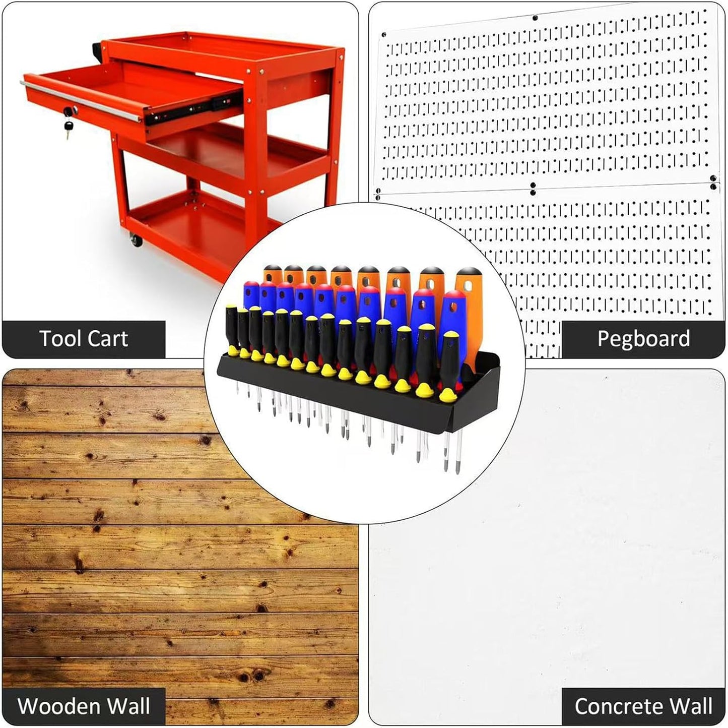  Support De Tournevis Mural Robuste De 40,6 Cm, Avec 3 Points De Fixation, Solution Compacte Pour Garage Et Atelier, étagère à Outils Robuste