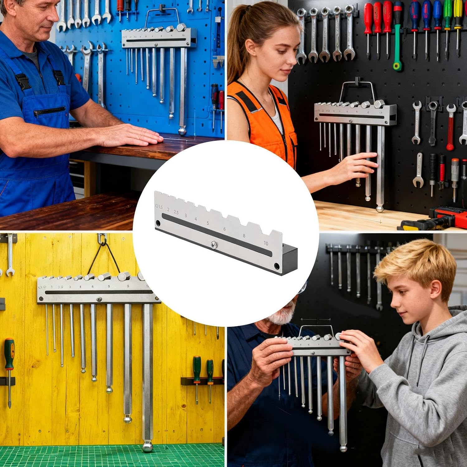 GENERIC Support Mural Pour Clés Hexagonales, Peut Contenir 9 Outils De Rangement – Pour Garage, Chariot, Mécanicien, électricien, Plomberie, Professionnel