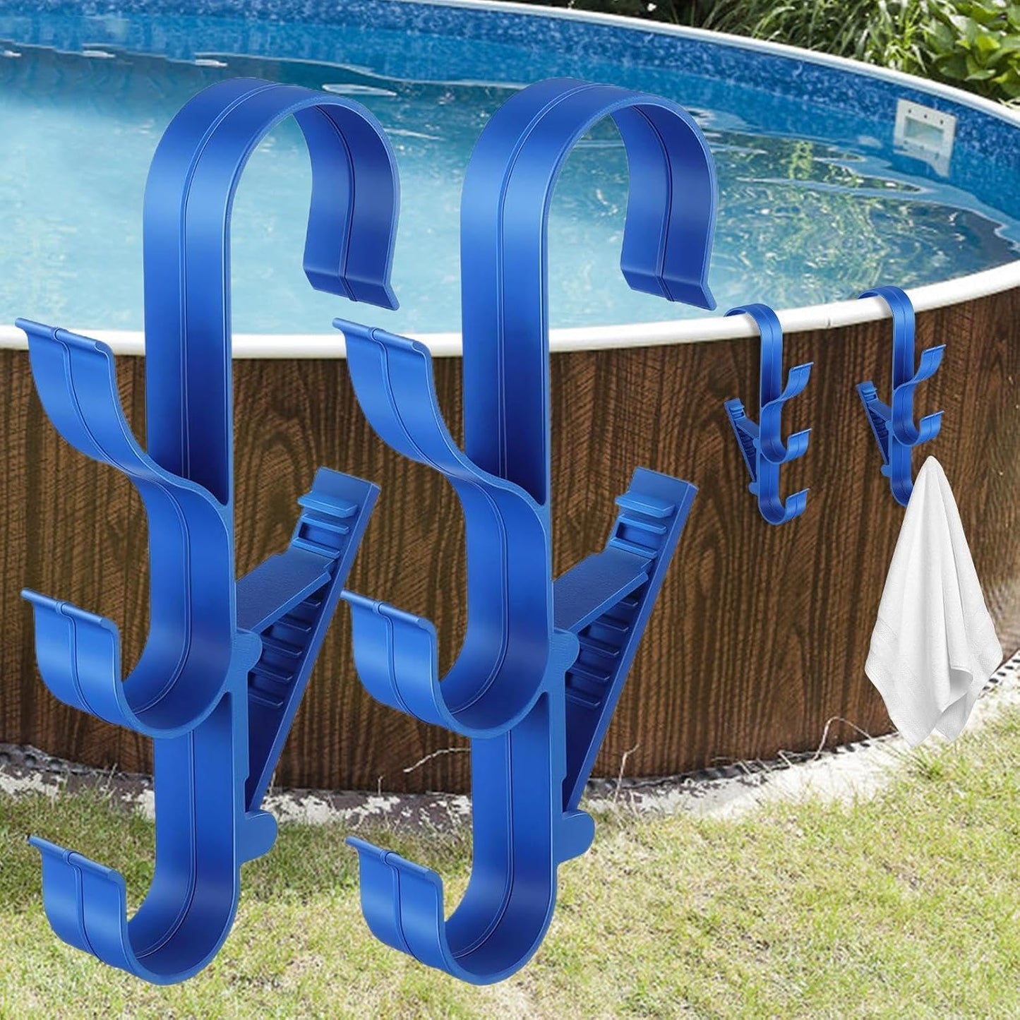 GENERIC Crochets Pour équipement De Piscine, Support De Rangement Réglable à 3 Crochets | Support De Filet Pour Feuilles De Piscine, Râteaux à Feuilles, épuisettes, Brosses, écumoire, Tuyau D'aspiration